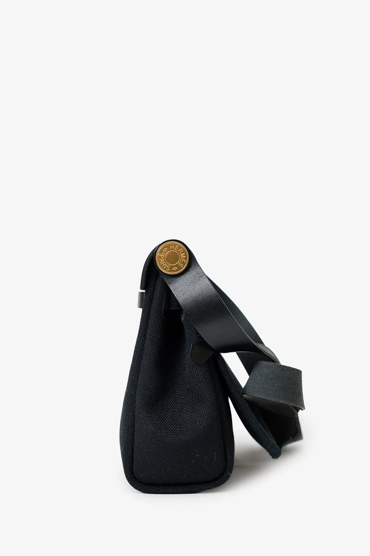 Hermès 2025 Black Toile H Canvas/Fauve Vache Hunter Mini Herbag 20 - Image 4