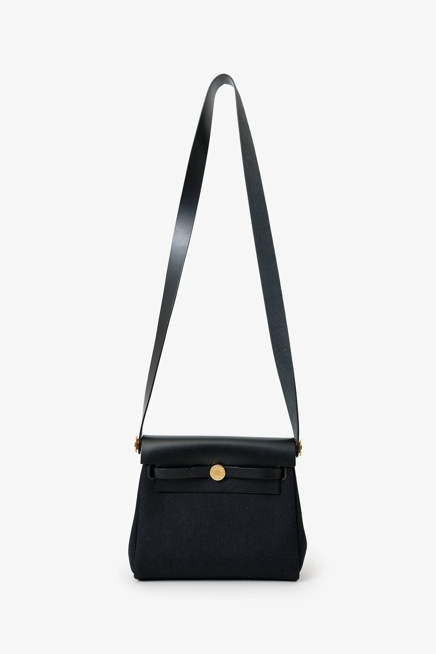 Hermès 2025 Black Toile H Canvas/Fauve Vache Hunter Mini Herbag 20 - Image 6