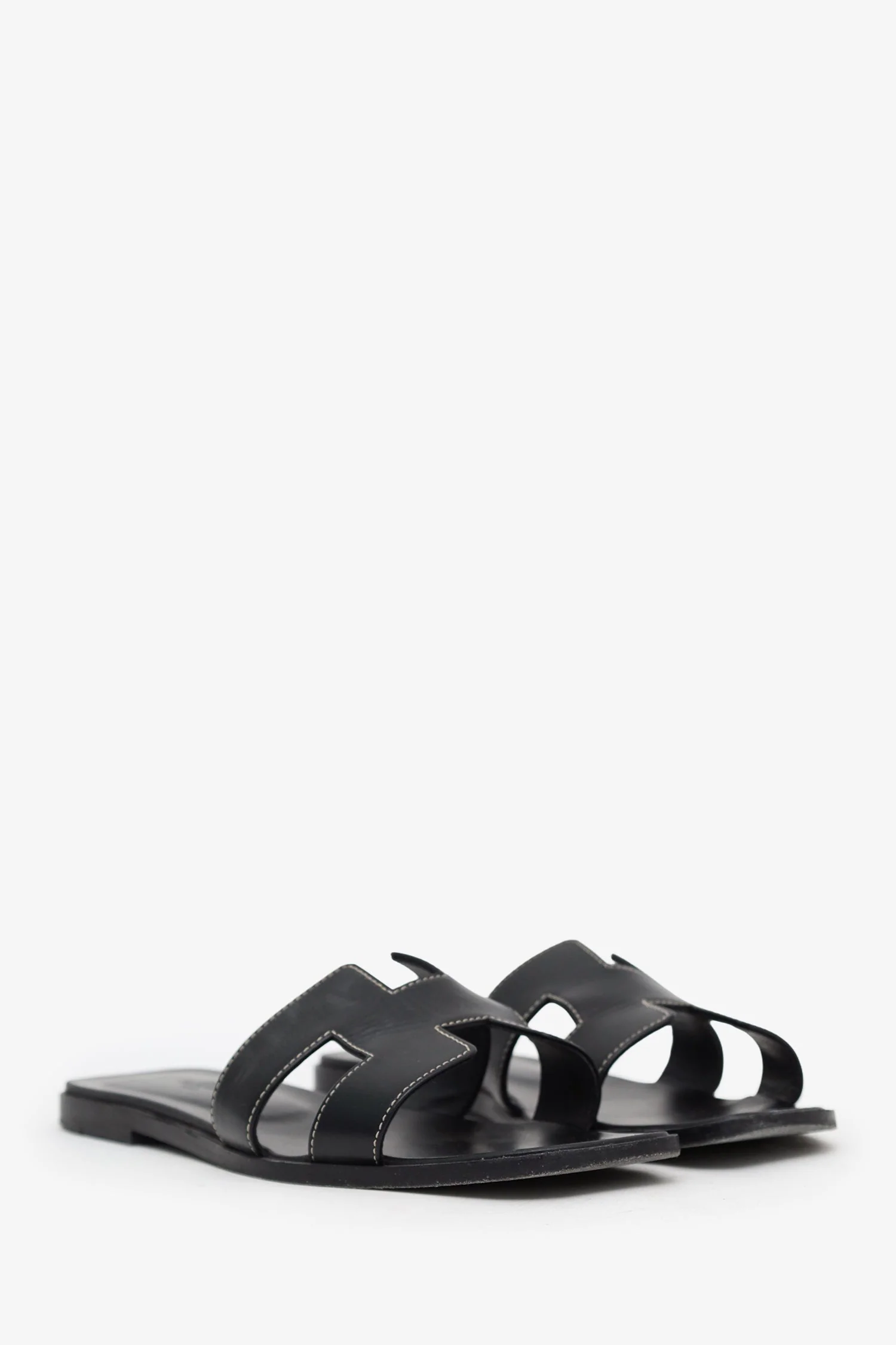 Hermès Black Box Calfskin Oran Sandals Size 39 - Image 2