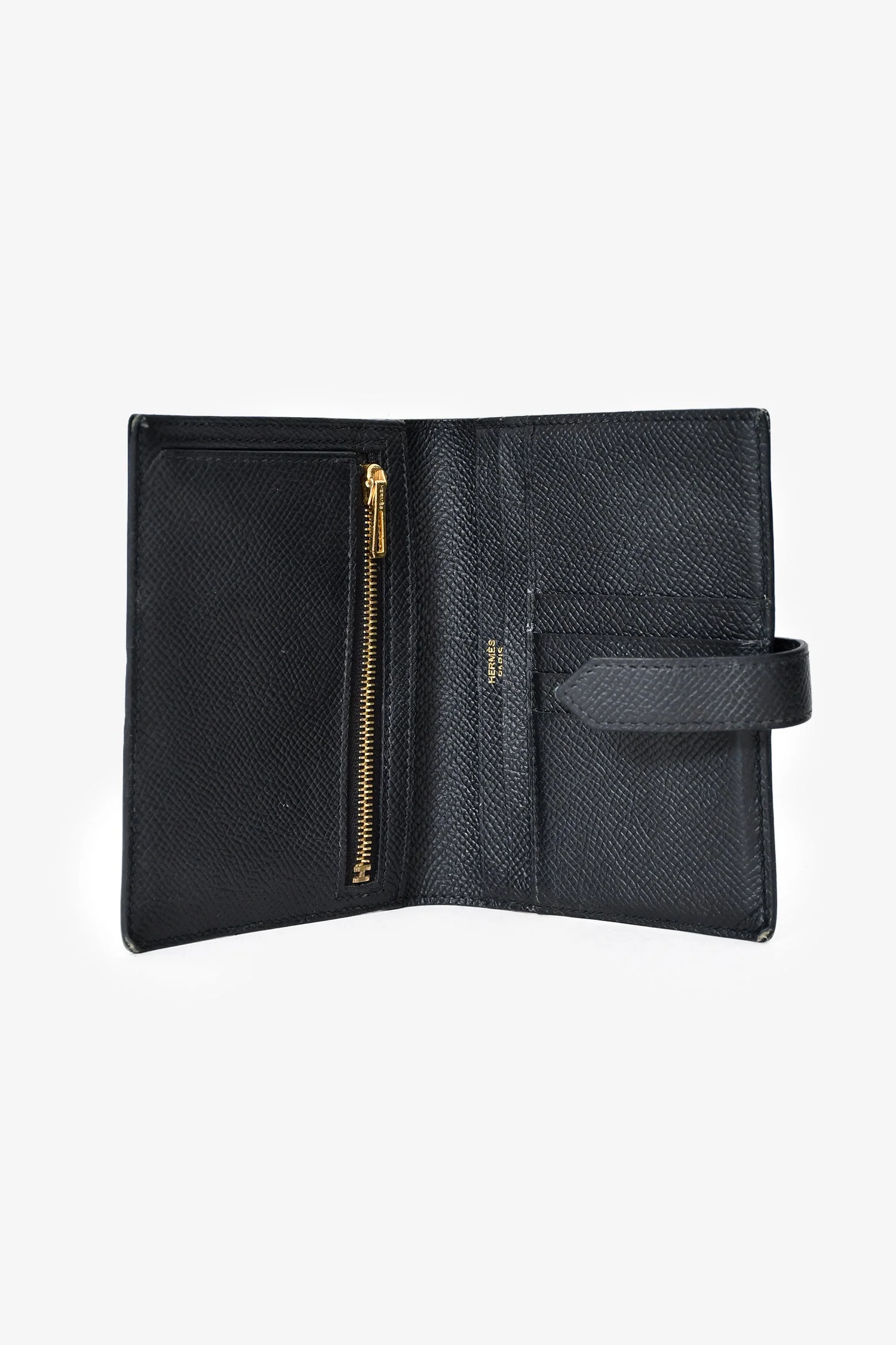 Hermès Black Epsom Leather 'H' Bearn Compact Wallet - Image 6