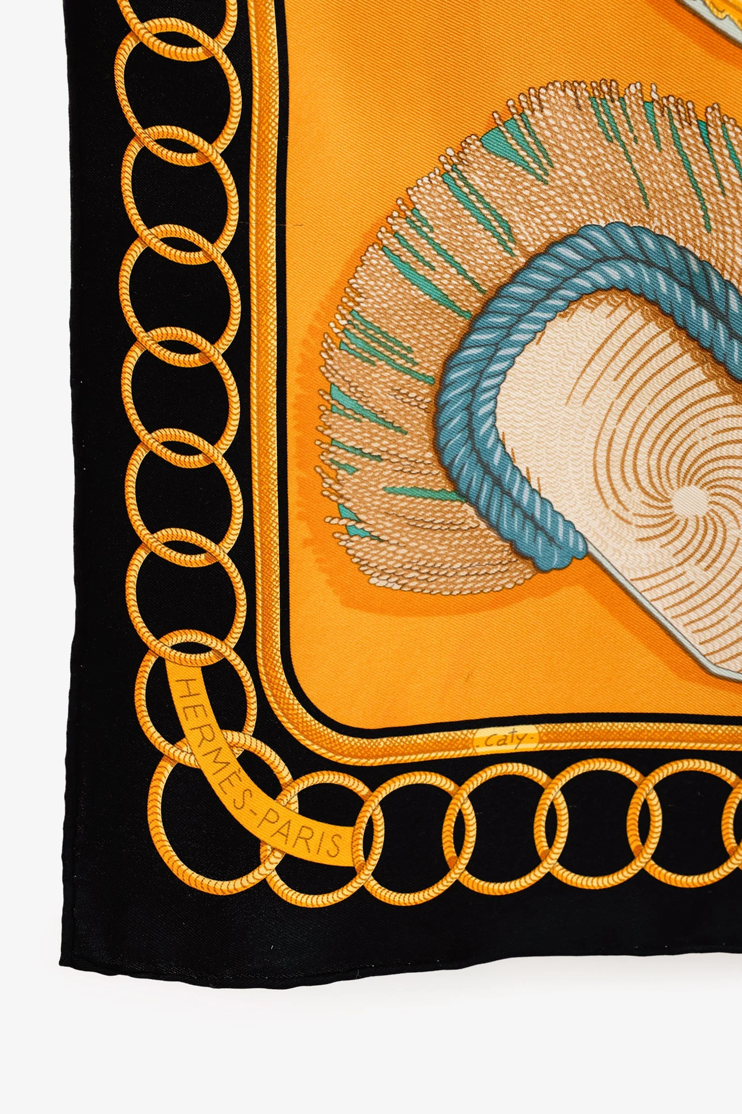 Hermès Black/Gold Silk Scarf 65cm - Image 3