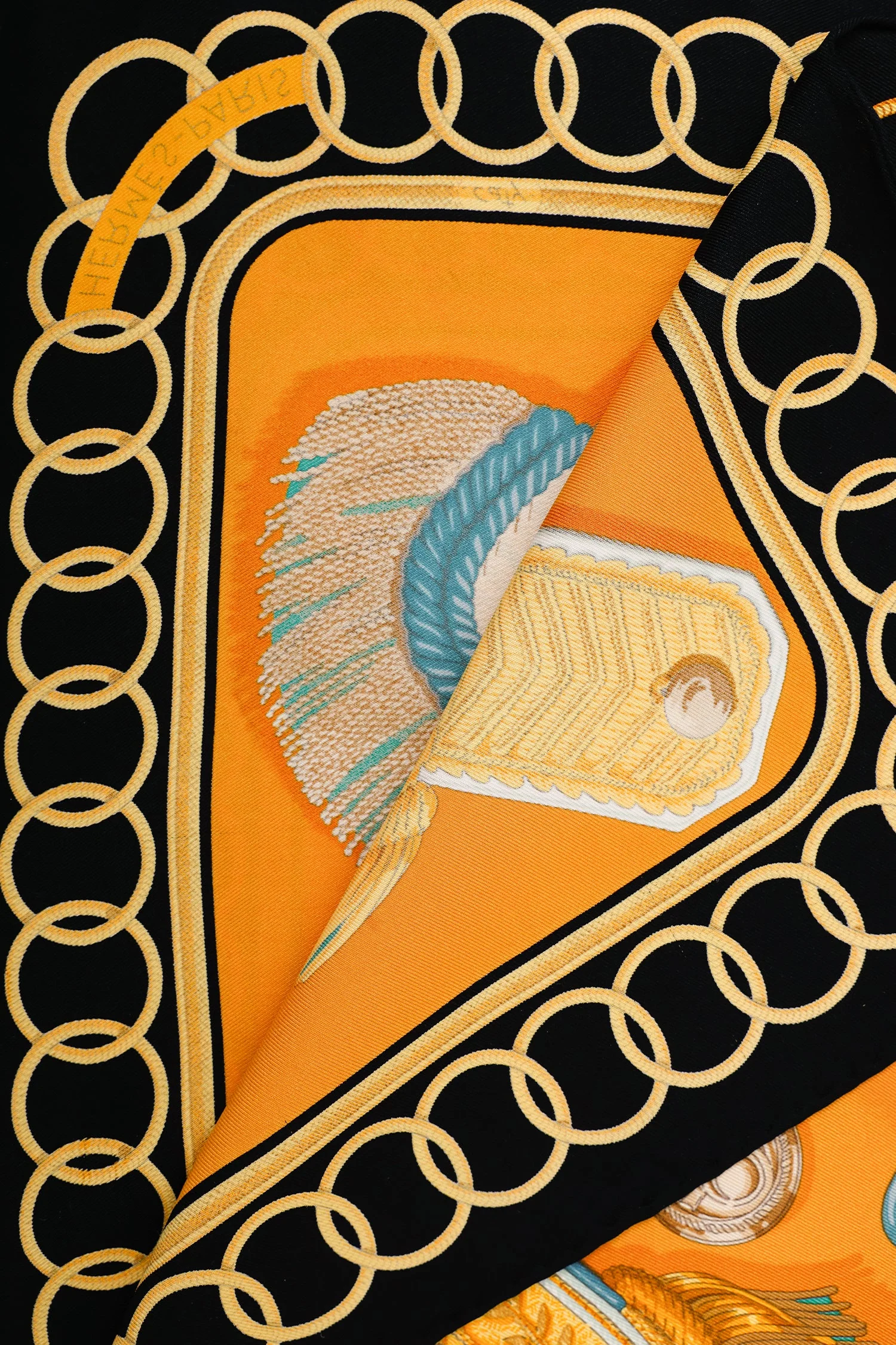 Hermès Black/Gold Silk Scarf 65cm - Image 4