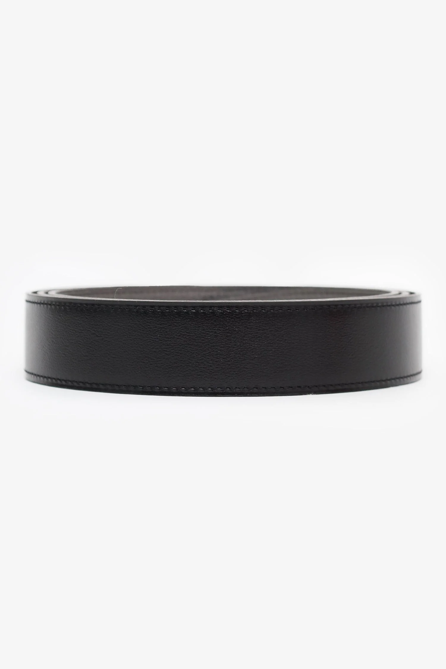 Hermès Black/Grey Leather Reversible Belt No Buckle Size 120 - Image 3
