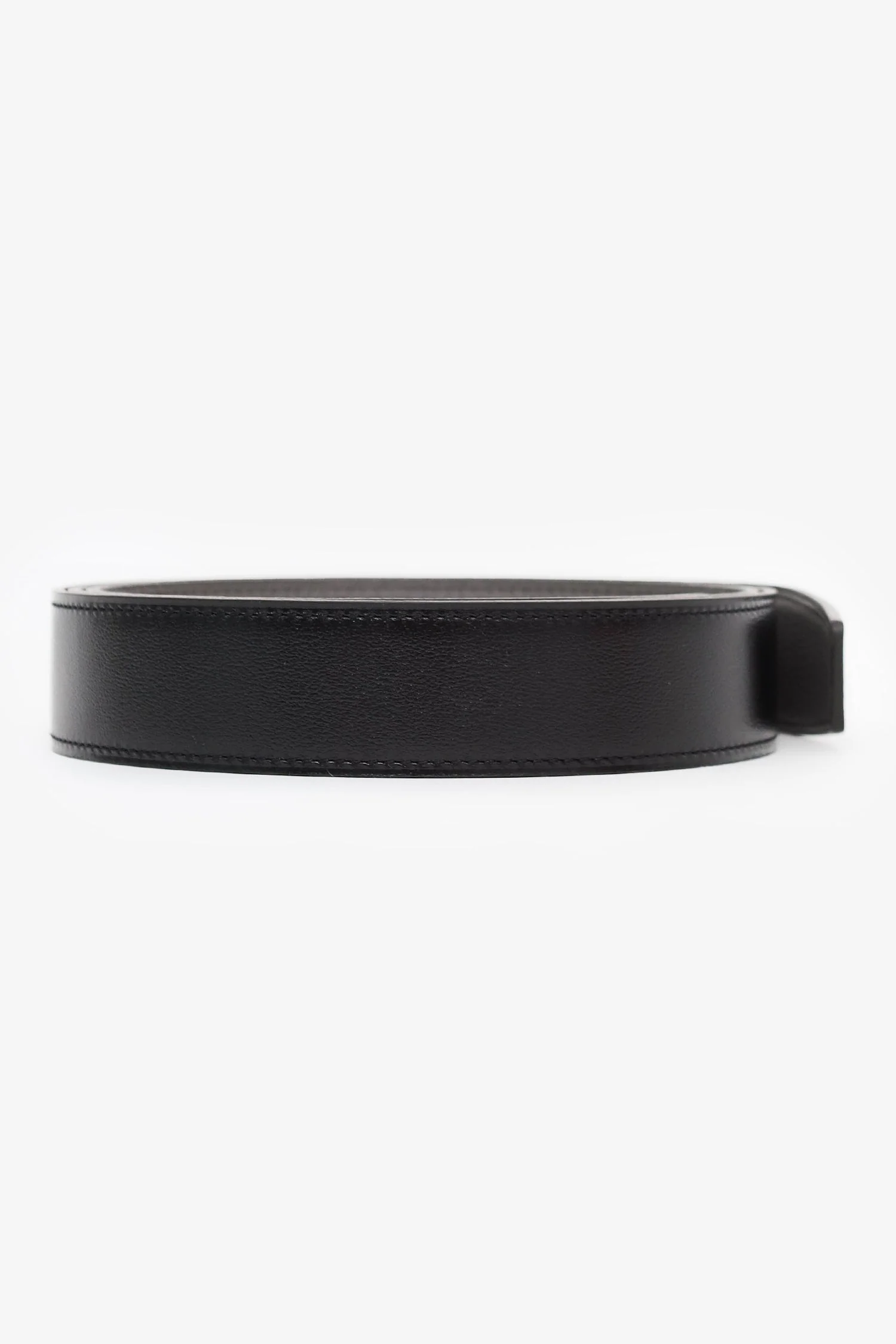 Hermès Black/Grey Leather Reversible Belt No Buckle Size 120 - Image 4