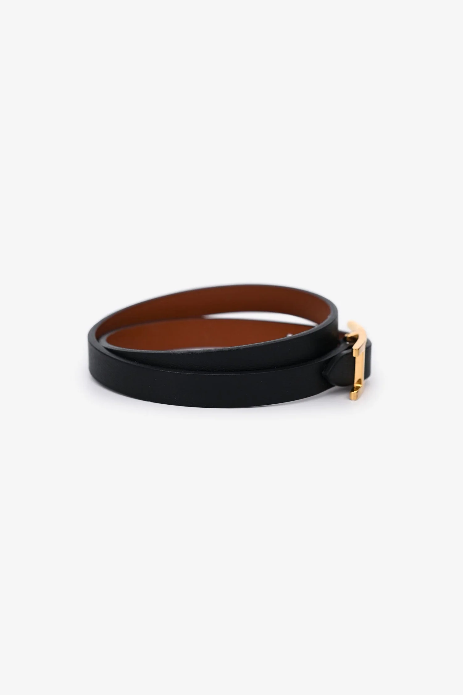 Hermès Black Leather Behapi Double Tour Bracelet GHW - Image 2