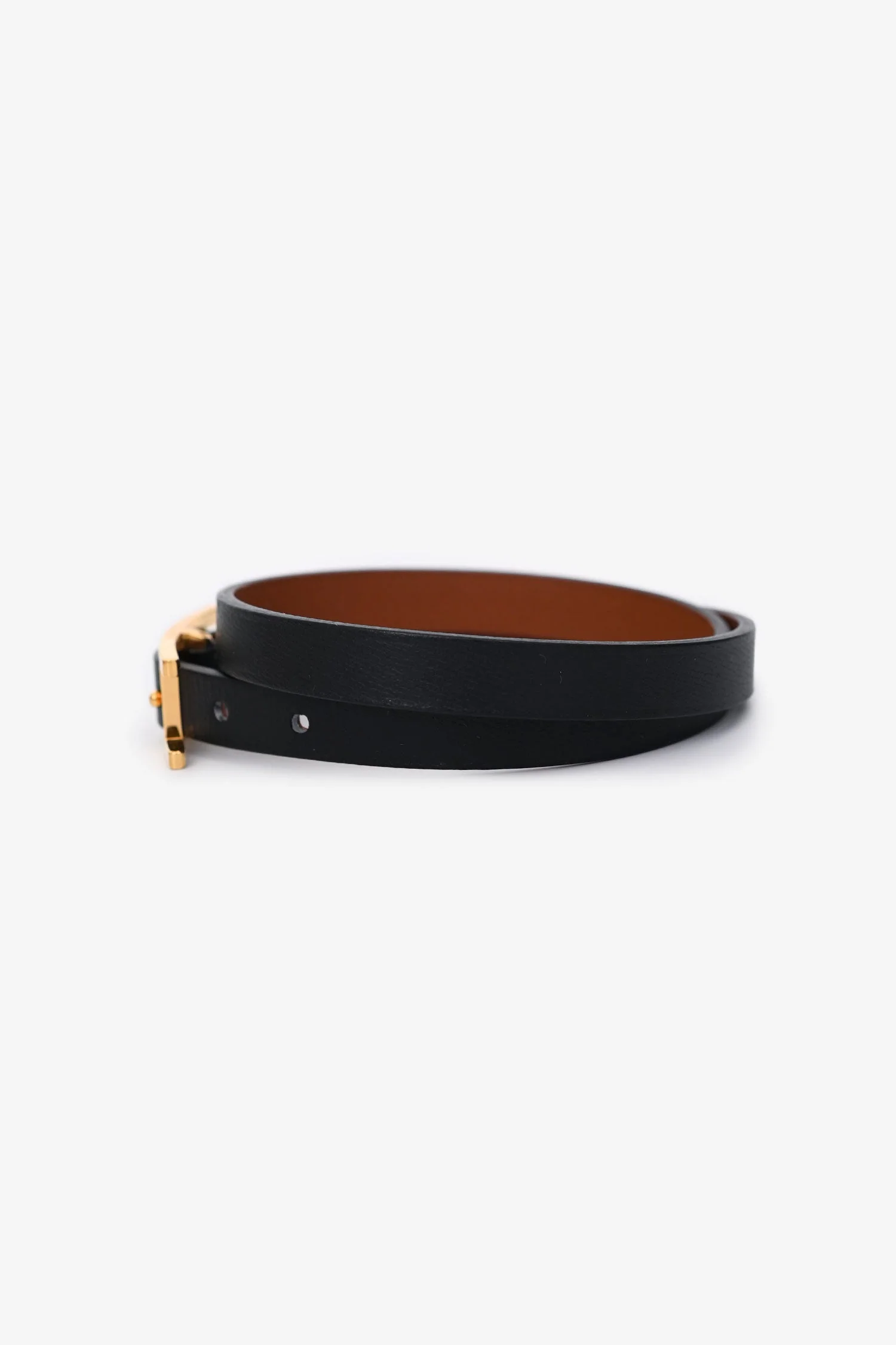 Hermès Black Leather Behapi Double Tour Bracelet GHW - Image 4