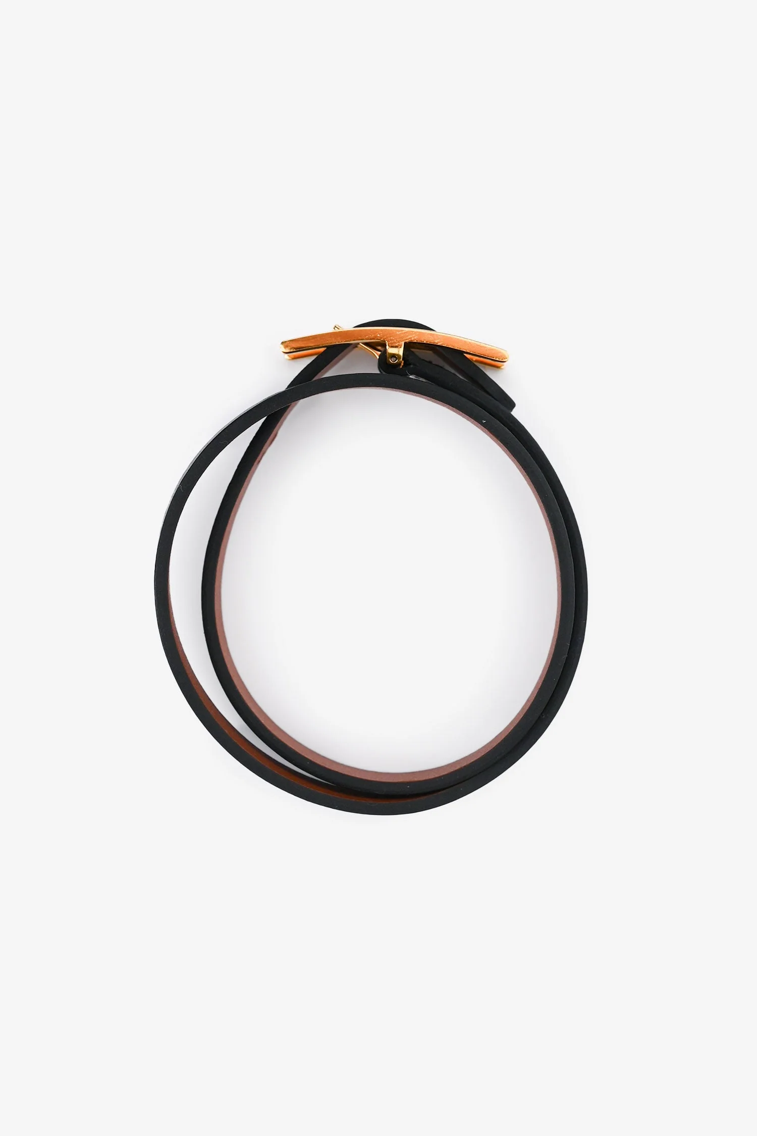 Hermès Black Leather Behapi Double Tour Bracelet GHW - Image 5