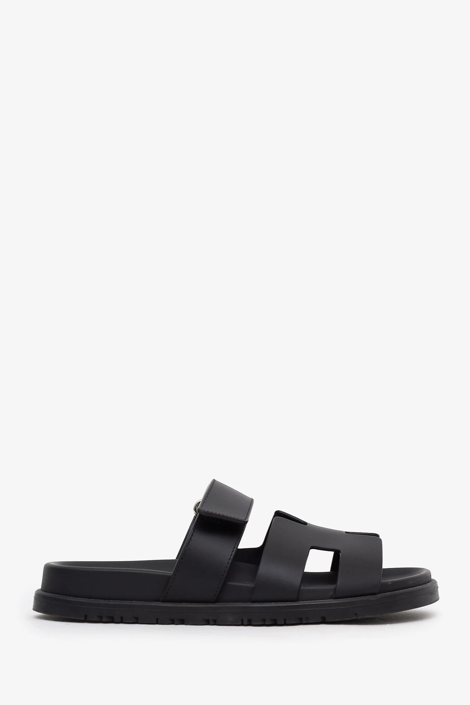 Hermès Black Leather Chypre Sandals Size 36.5