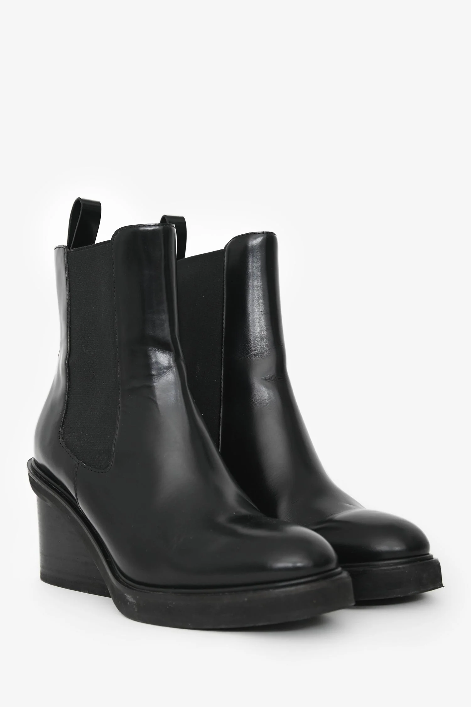 Hermès Black Leather Heeled Boots Size 36 - Image 2