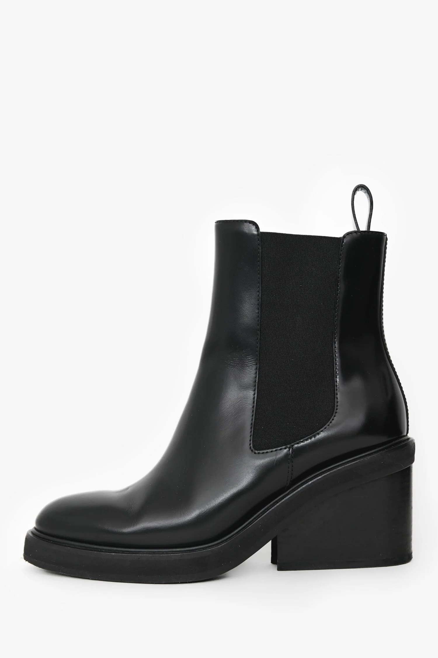 Hermès Black Leather Heeled Boots Size 36 - Image 4