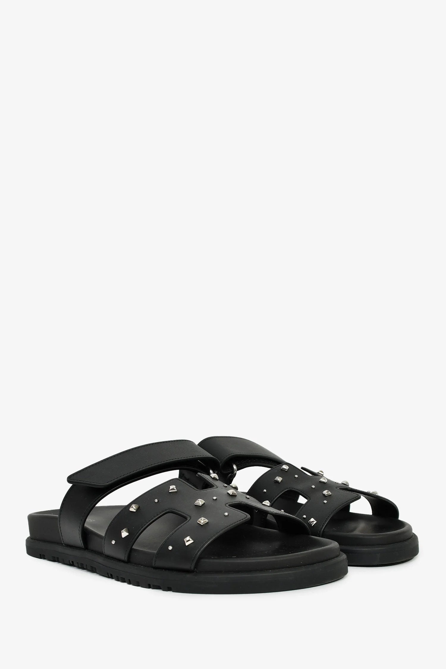 Hermès Black Leather Medor Studs 'Chypre' Sandals Size 38.5 - Image 2