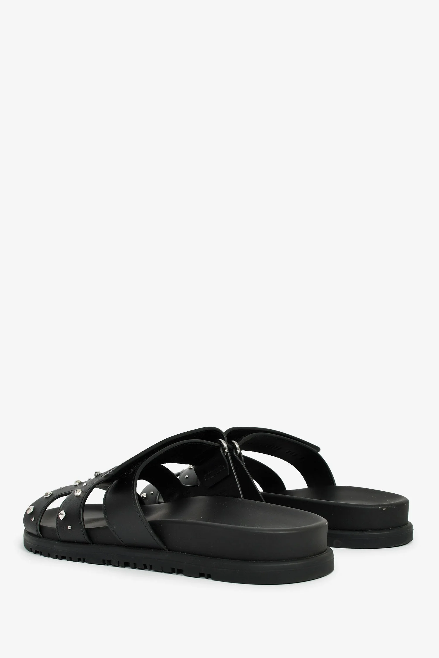Hermès Black Leather Medor Studs 'Chypre' Sandals Size 38.5 - Image 4