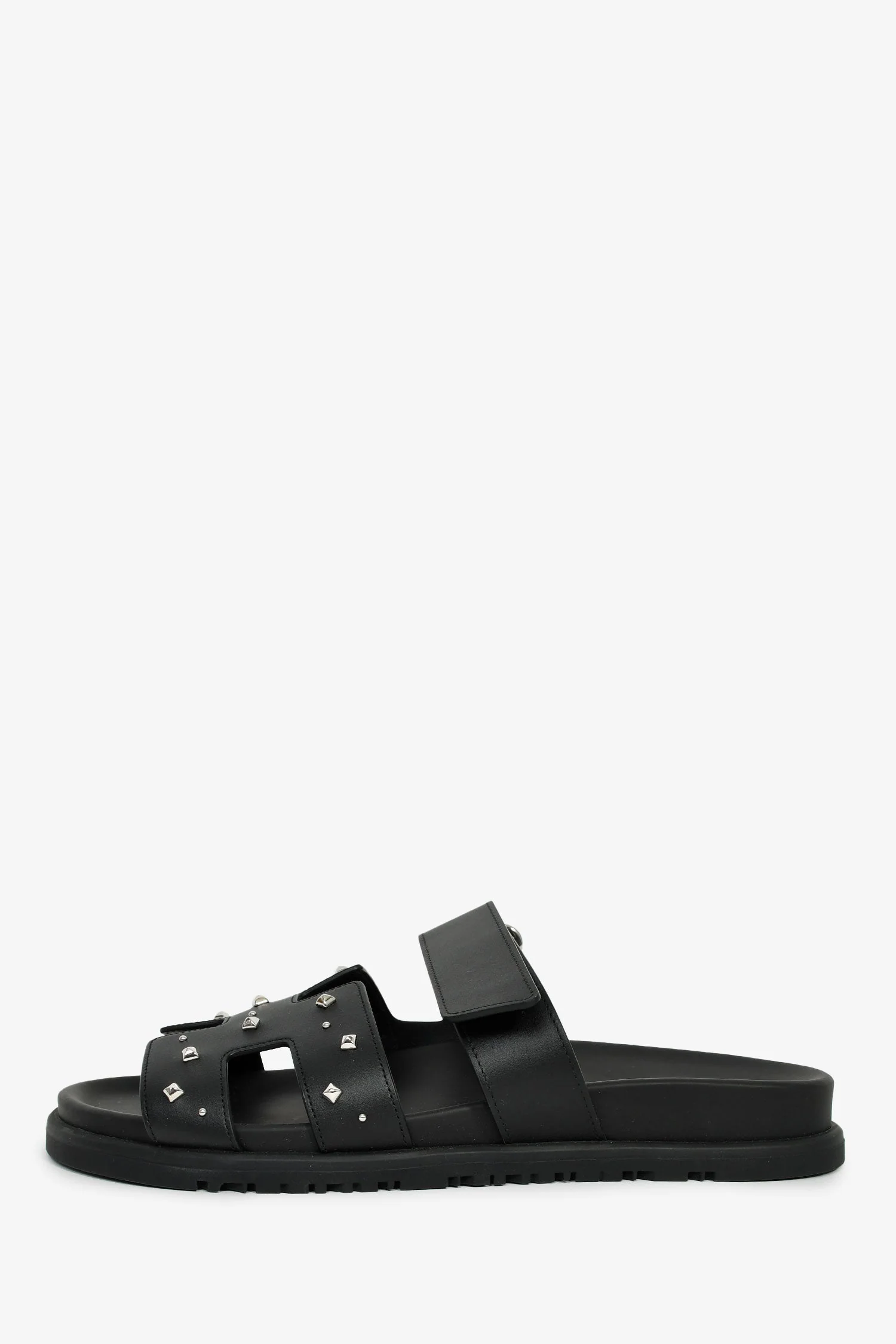 Hermès Black Leather Medor Studs 'Chypre' Sandals Size 38.5 - Image 5