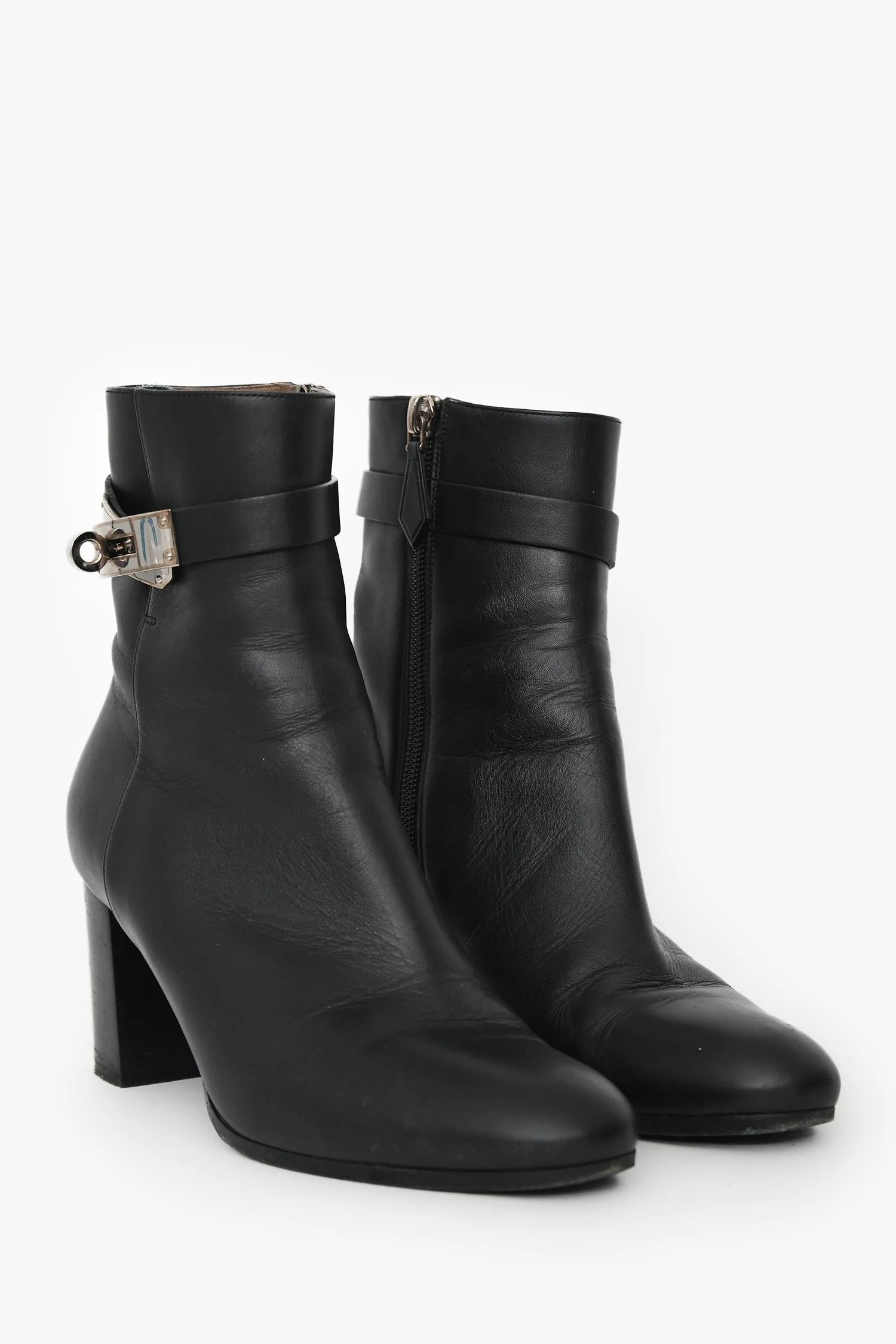 Hermès Black Leather Neo Kelly Ankle Boots Size 36.5 - Image 2