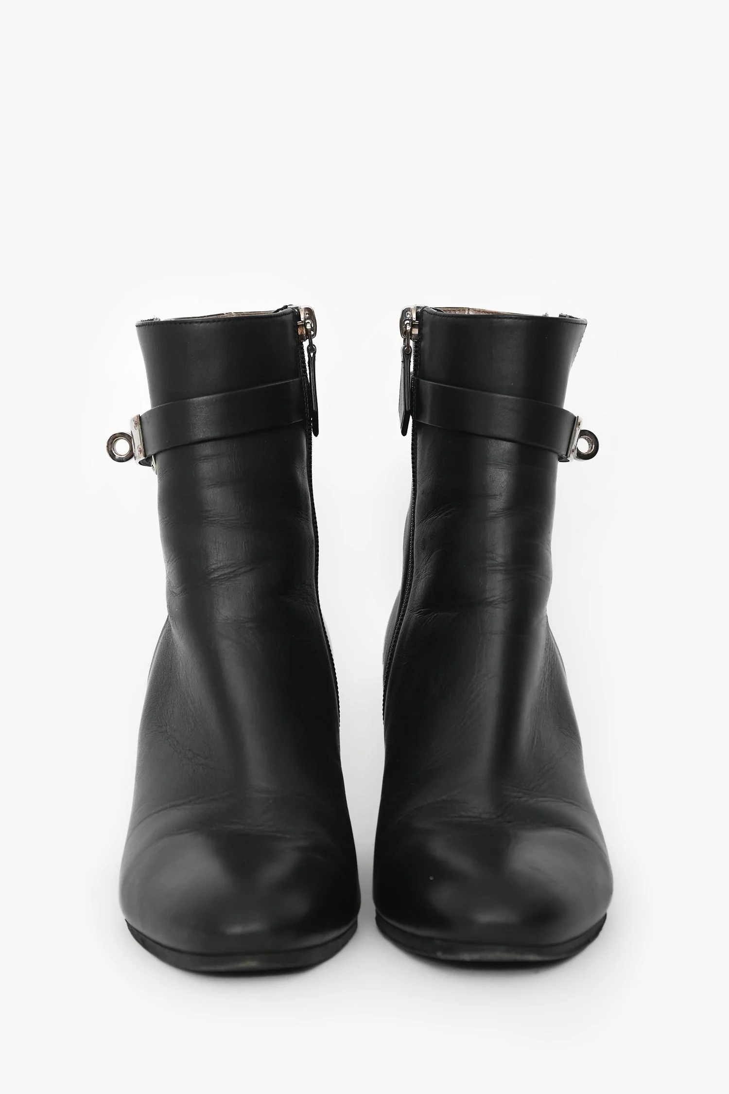 Hermès Black Leather Neo Kelly Ankle Boots Size 36.5 - Image 3