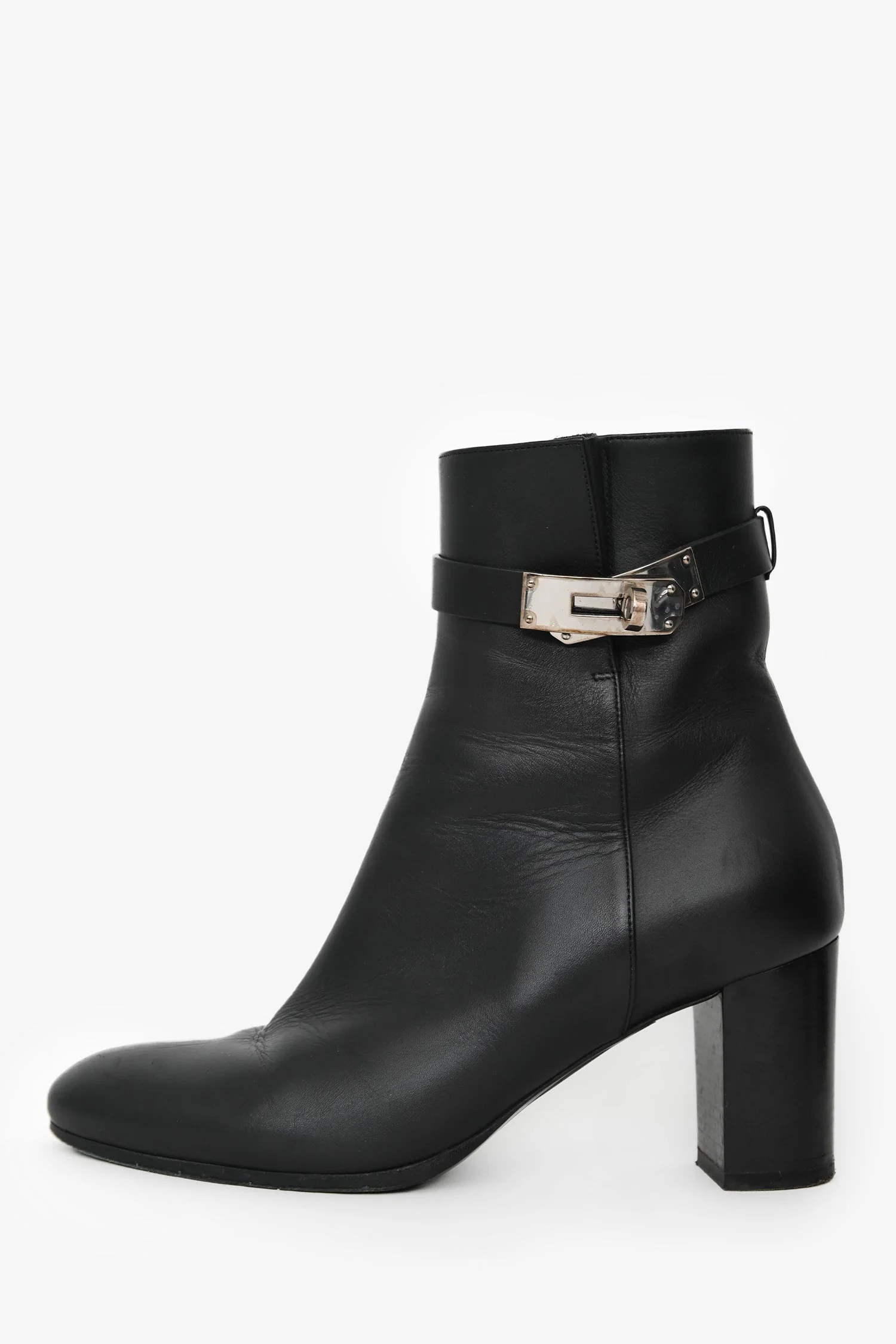 Hermès Black Leather Neo Kelly Ankle Boots Size 36.5 - Image 4