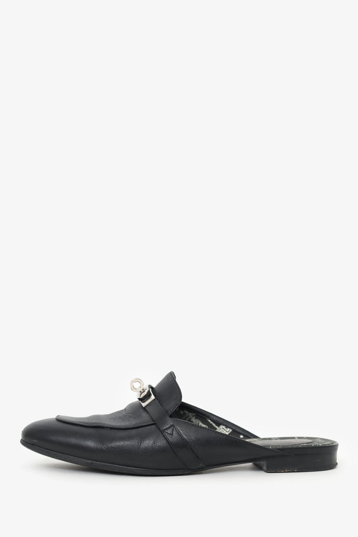Hermès Black Leather OZ Kelly Mules Size 40 - Image 5