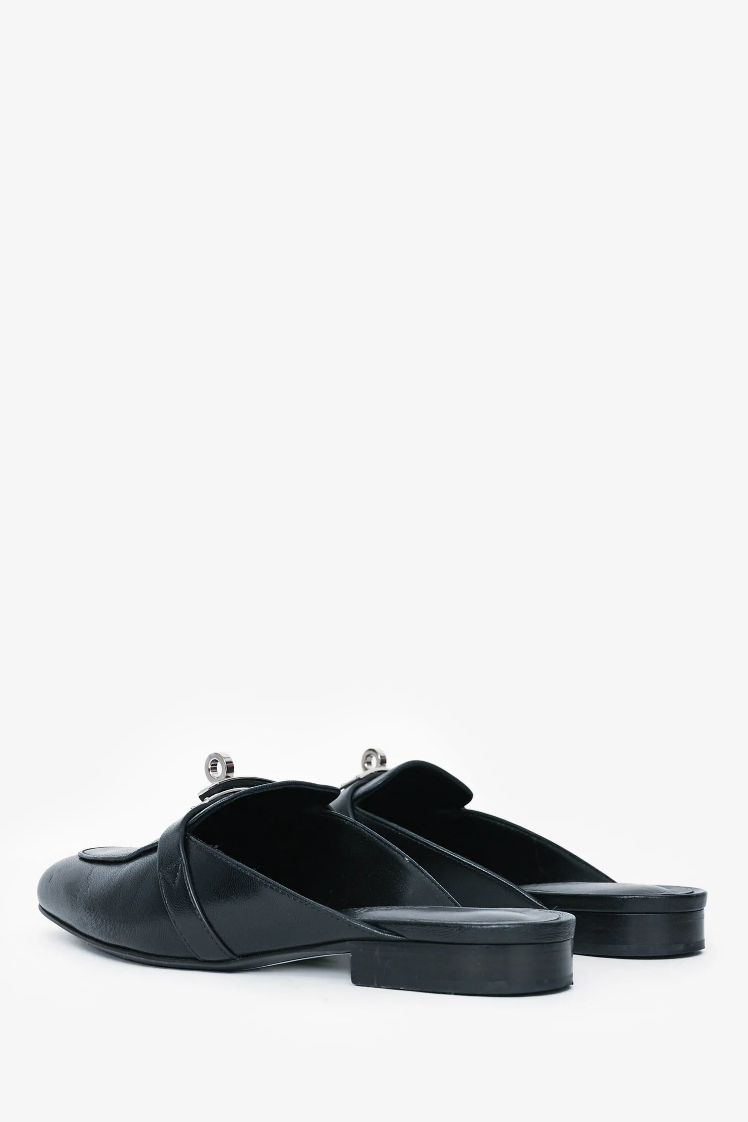 Hermes Black Leather Oz Mules Size 35 - Image 4