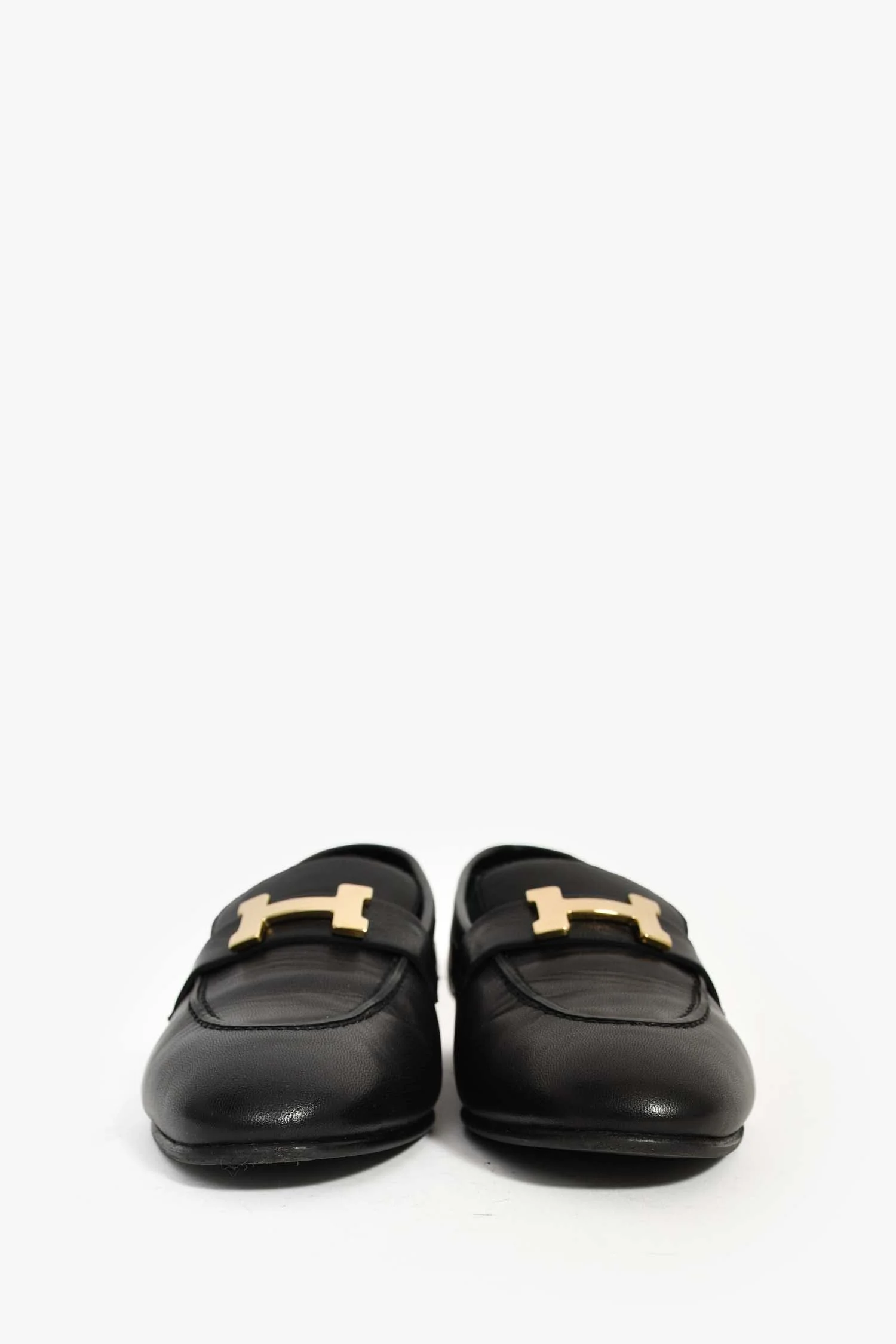 Hermès Black Leather 'Paris' Loafers Size 36 - Image 3
