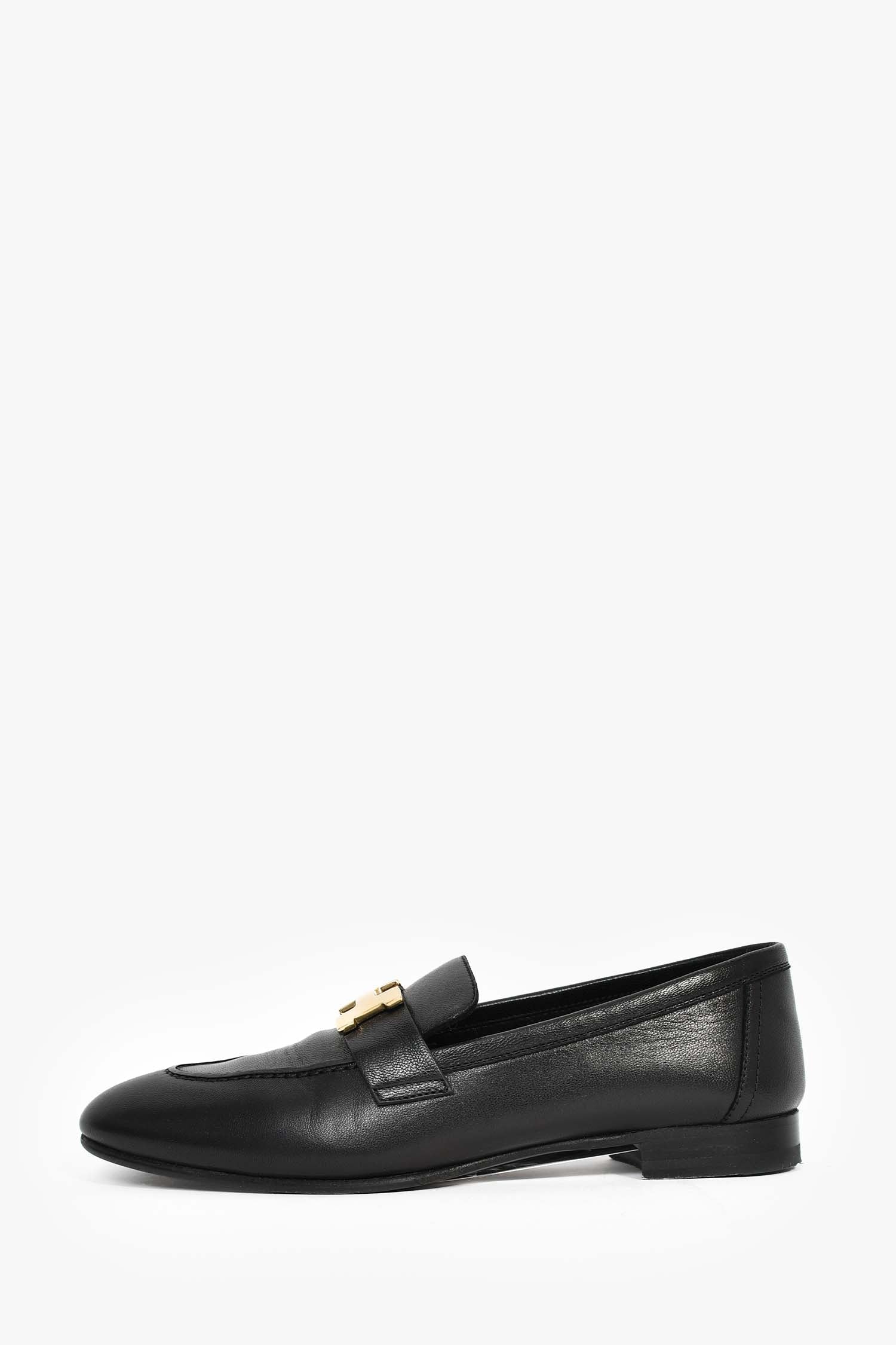 Hermès Black Leather 'Paris' Loafers Size 36 - Image 4