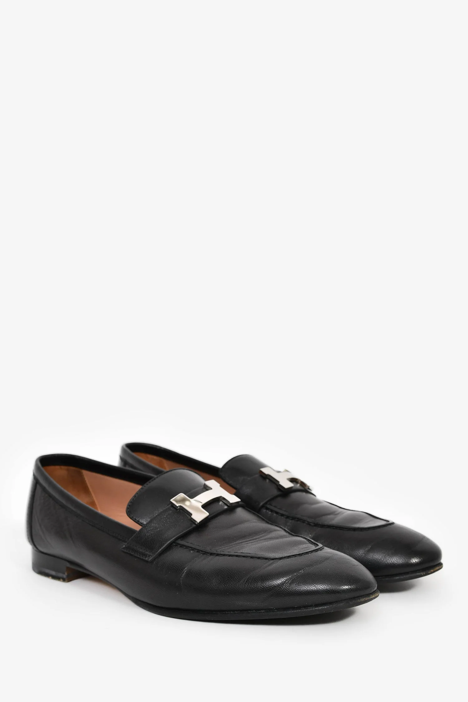 Hermes Black Leather Paris Loafers Size 40 - Image 2