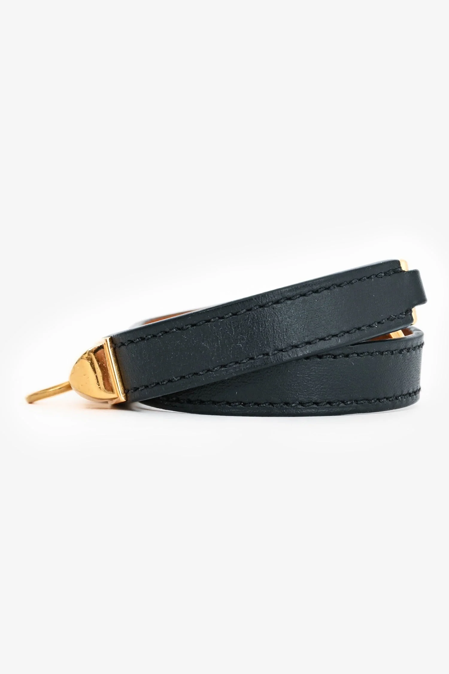 Hermès Black Leather 'Rivale' Double Tour Bracelet - Image 2