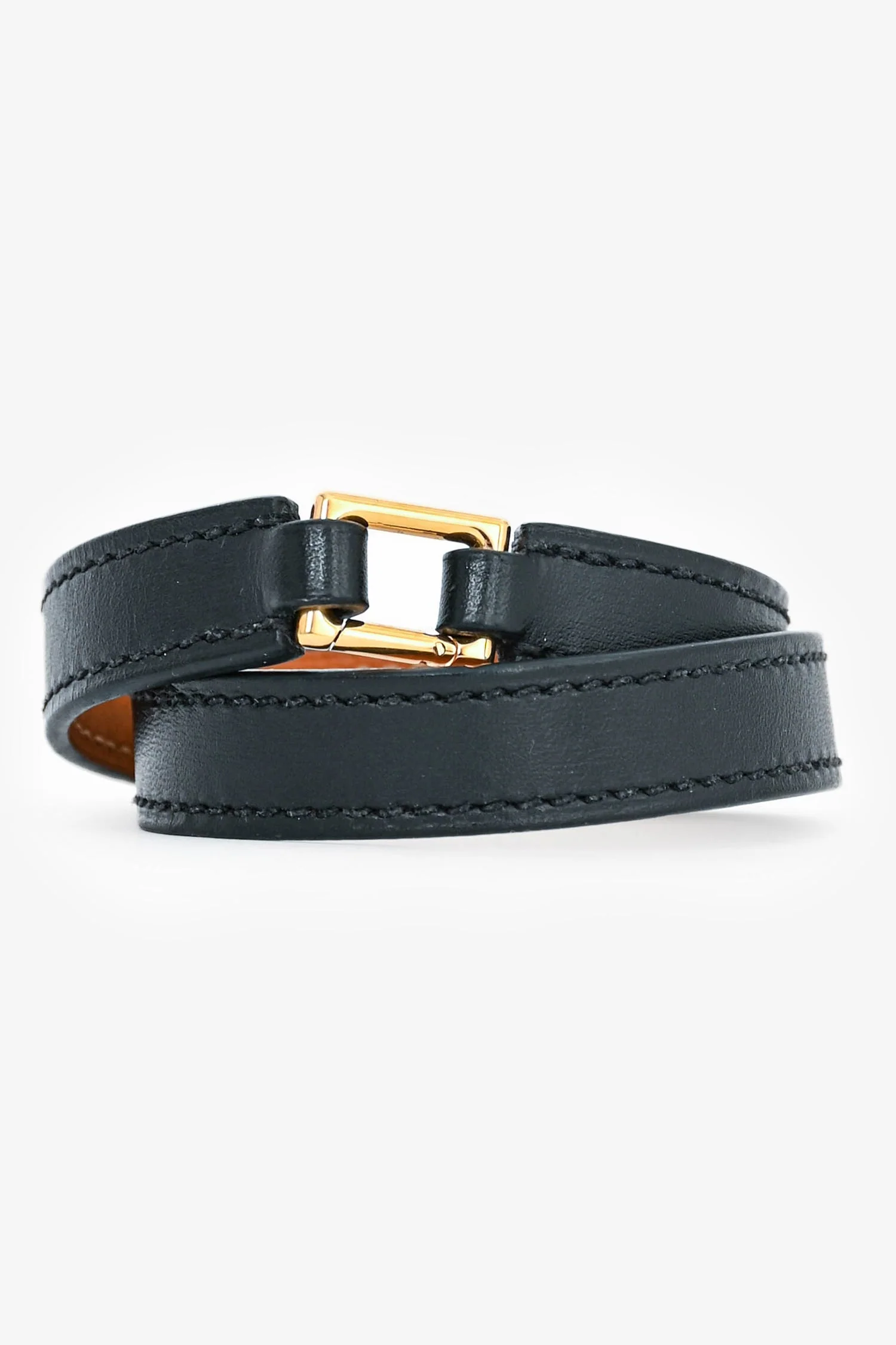 Hermès Black Leather 'Rivale' Double Tour Bracelet - Image 3