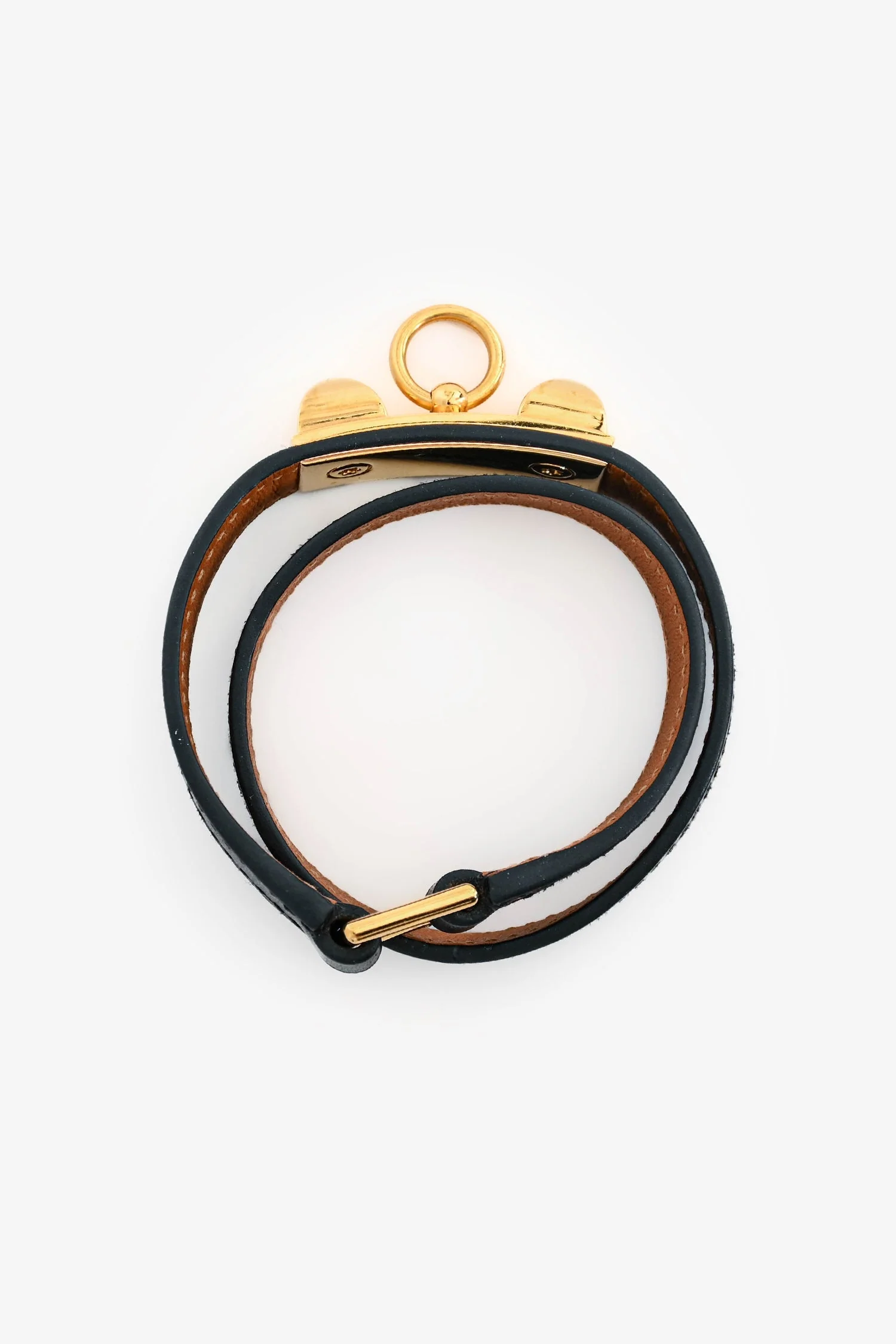 Hermès Black Leather 'Rivale' Double Tour Bracelet - Image 5