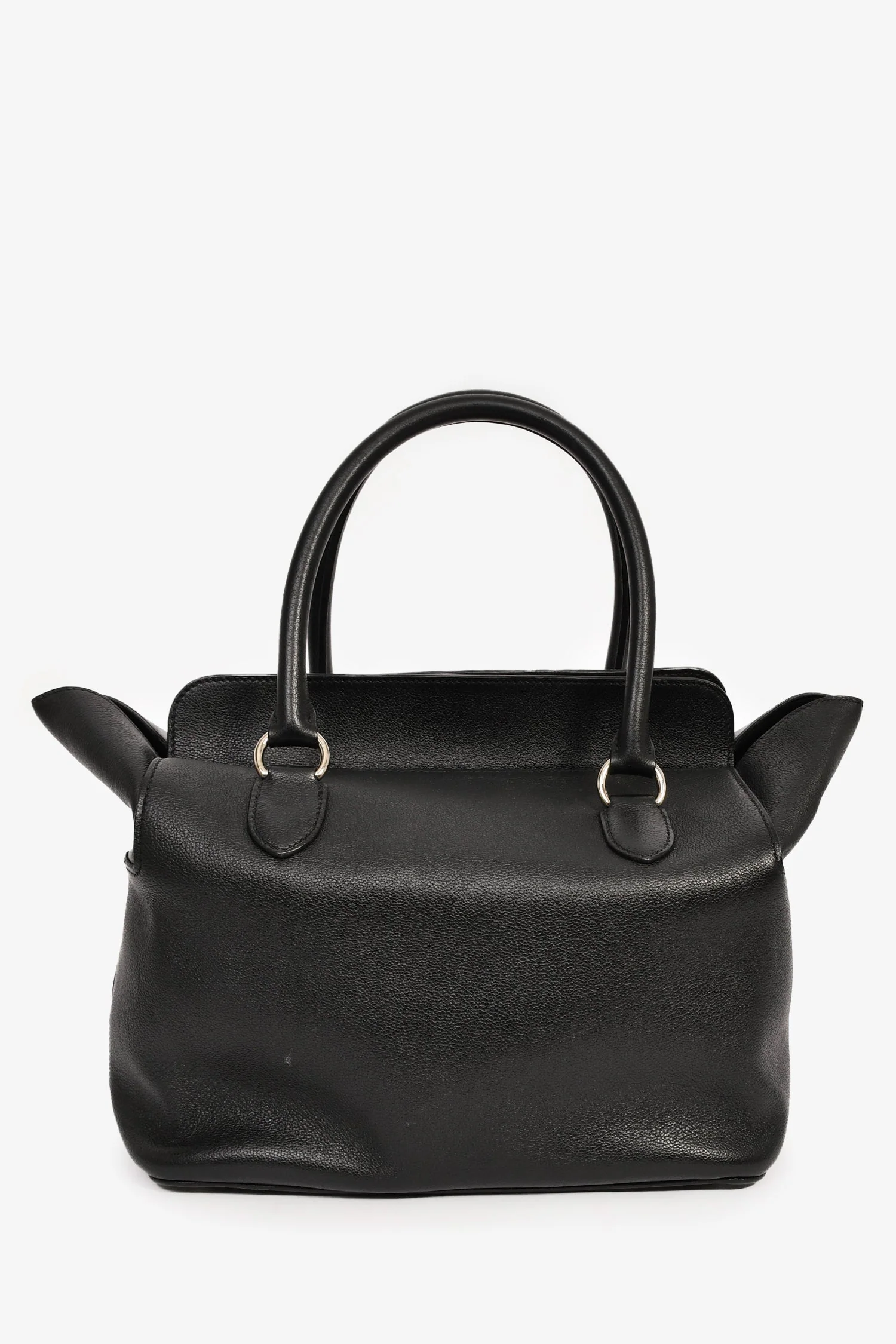 Hermès Black Leather Tool Box 26 Top Handle with Strap - Image 2