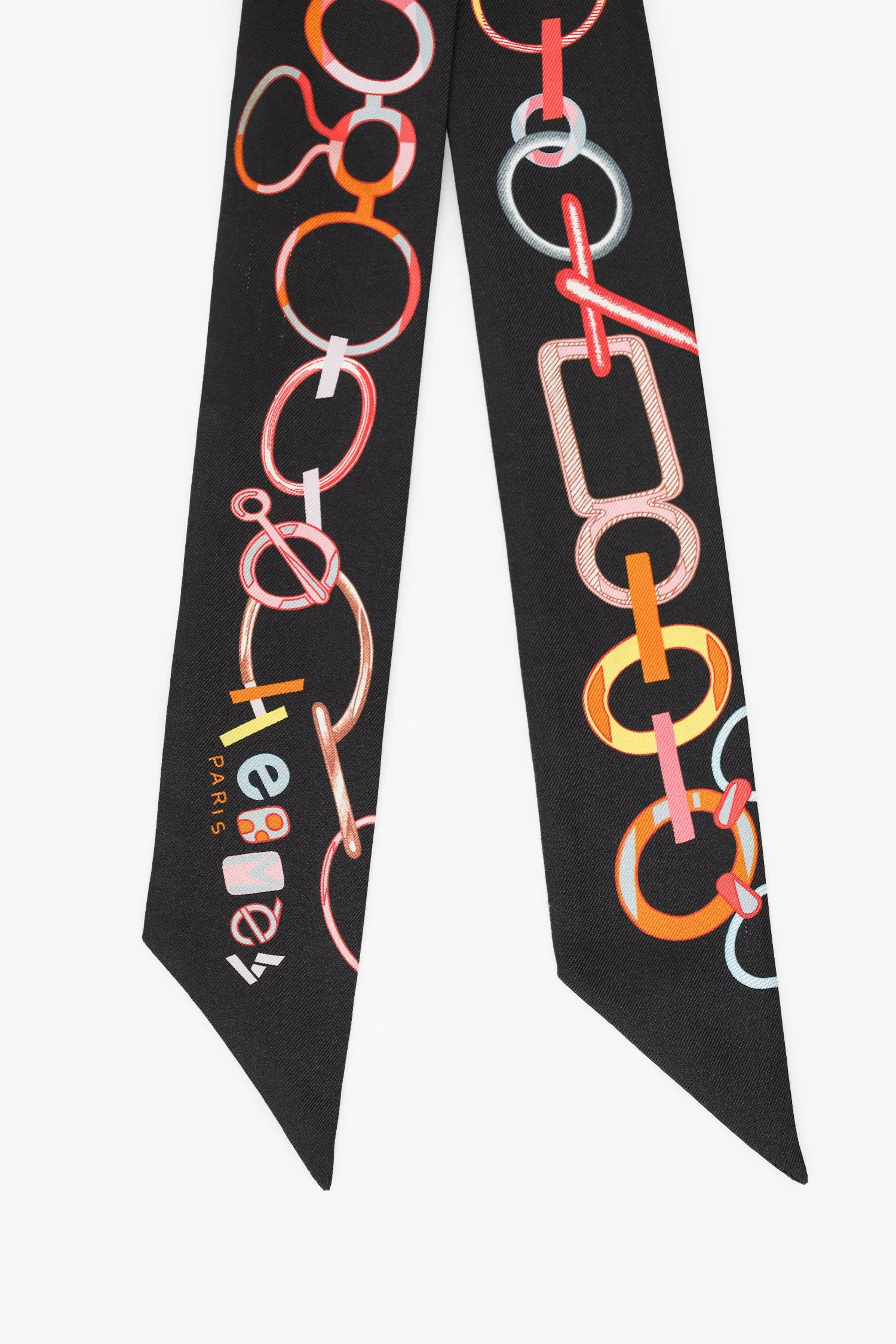 Hermès Black/Multicolour Silk 'Do Re Boucles' Twilly - Image 2