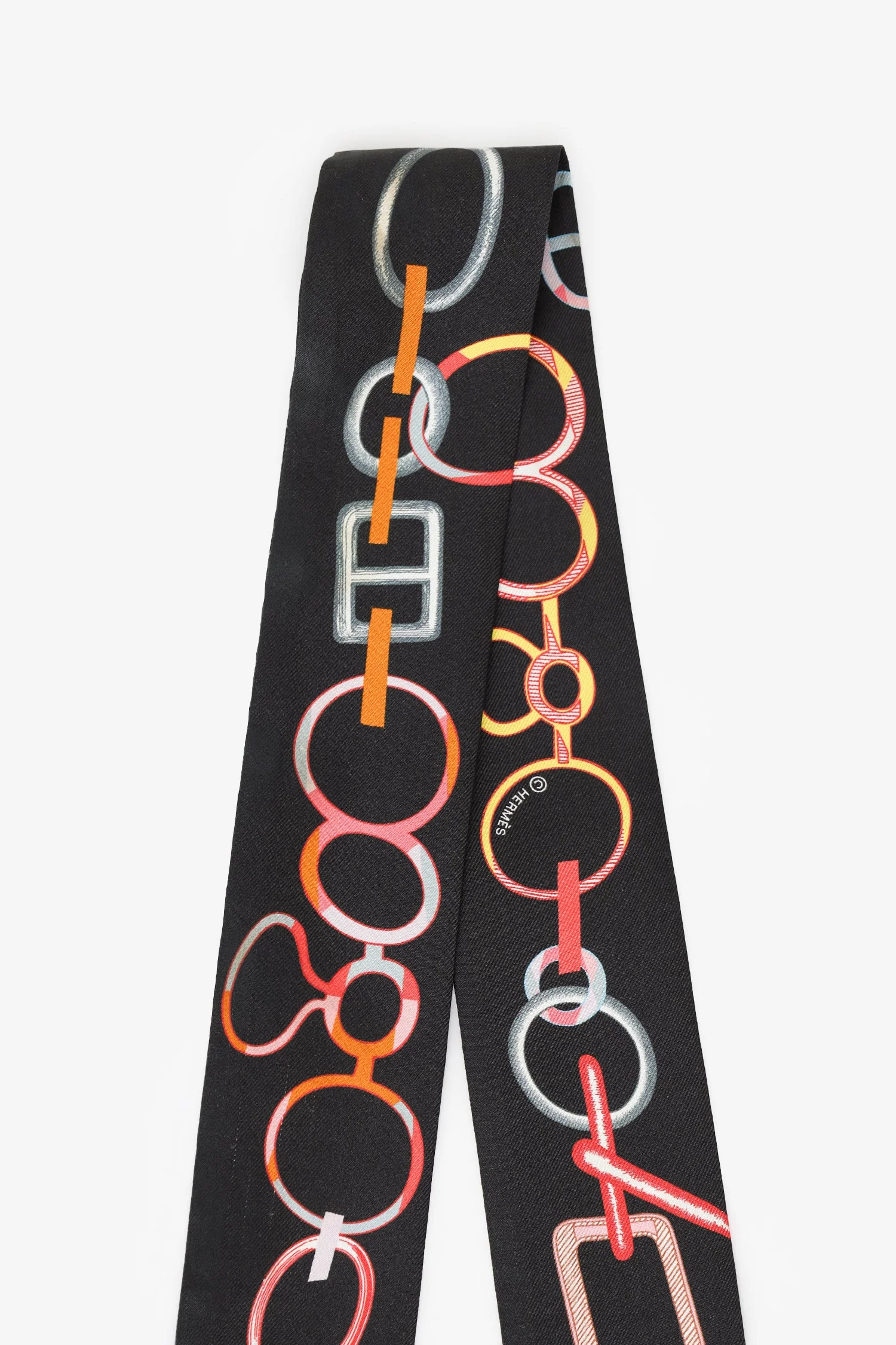 Hermès Black/Multicolour Silk 'Do Re Boucles' Twilly - Image 3