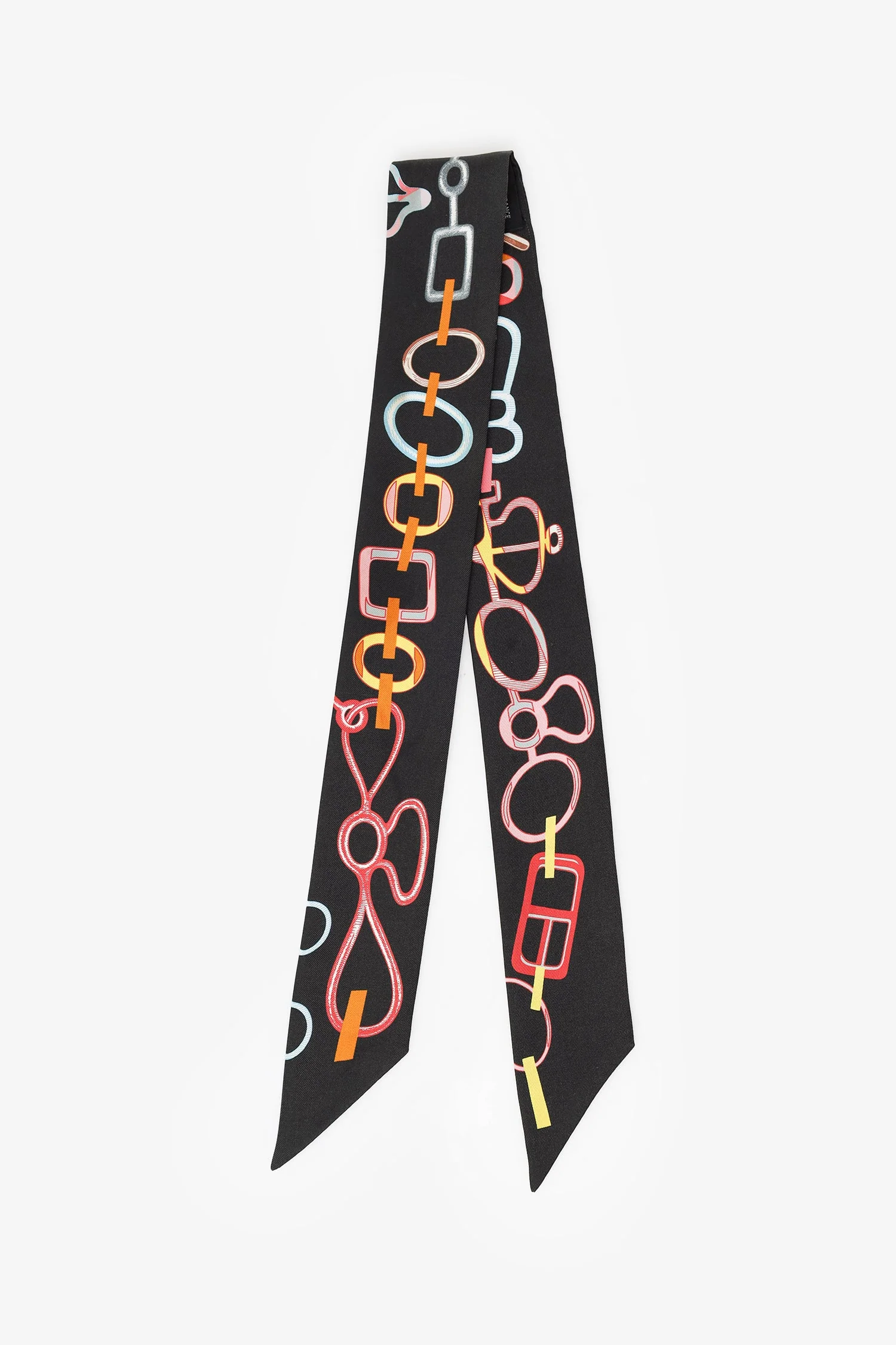 Hermès Black/Multicolour Silk 'Do Re Boucles' Twilly - Image 4