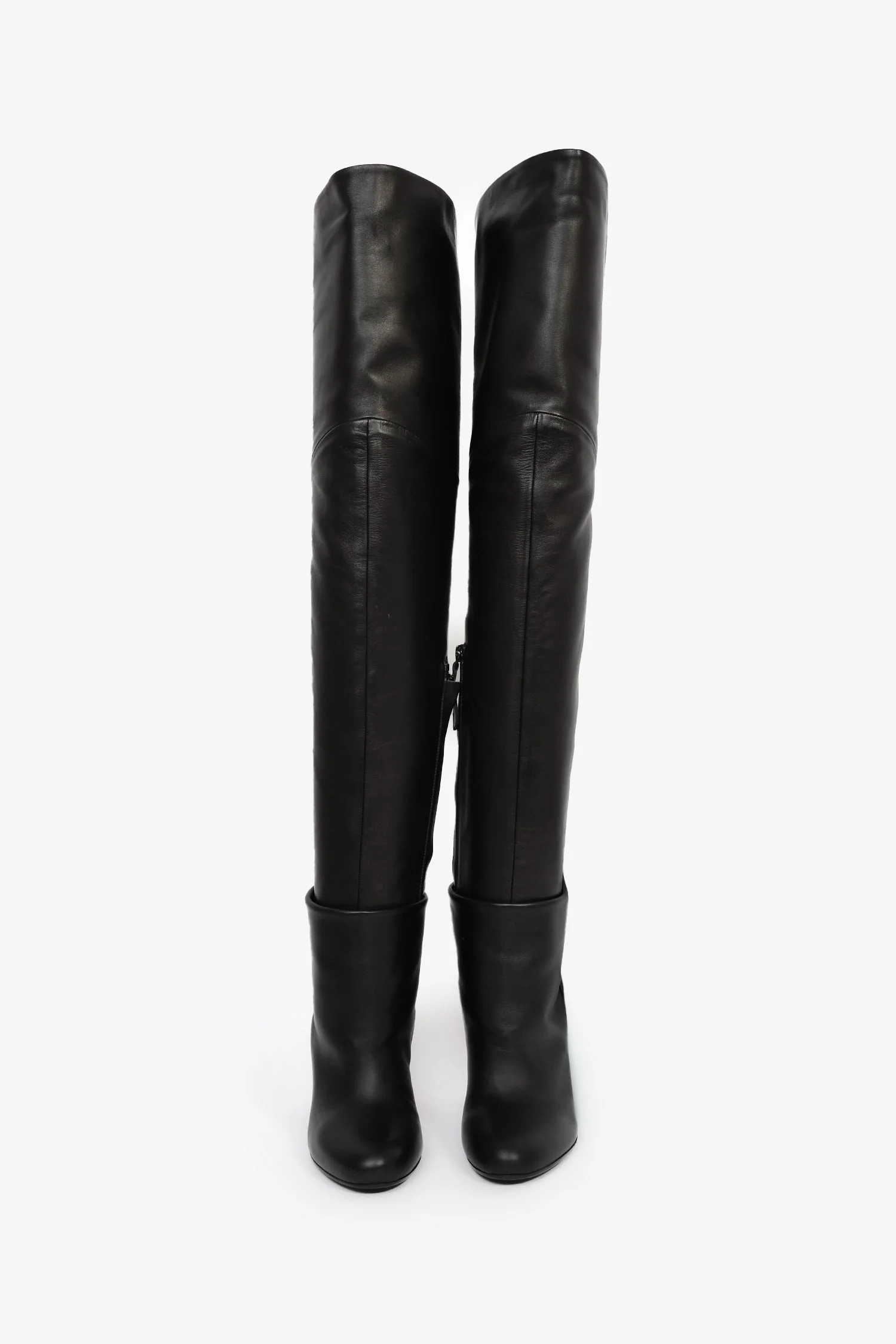 Hermès Black Nappa Leather 'Johanna' Knee High Boots Size 37 - Image 3