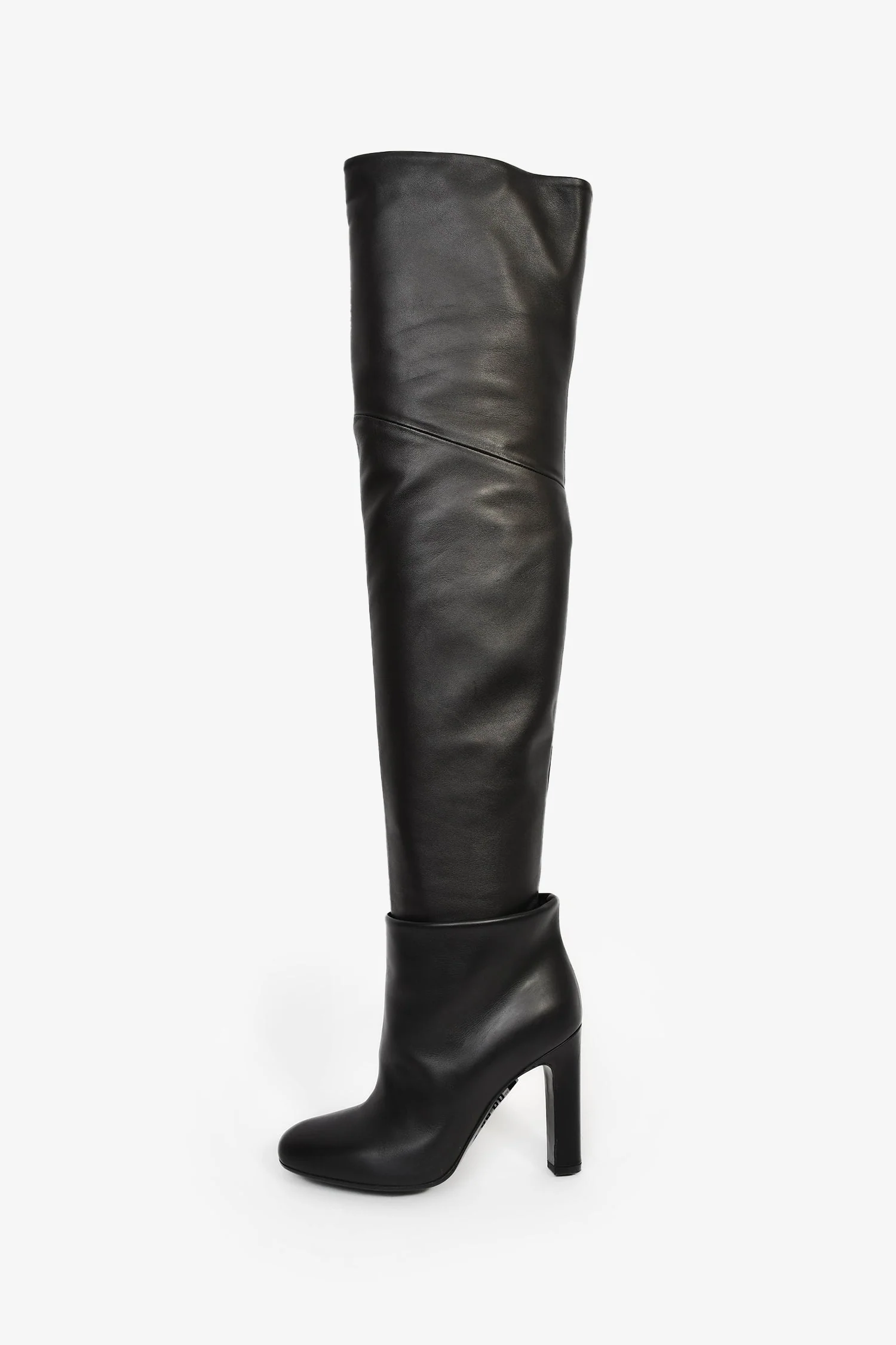 Hermès Black Nappa Leather 'Johanna' Knee High Boots Size 37 - Image 4