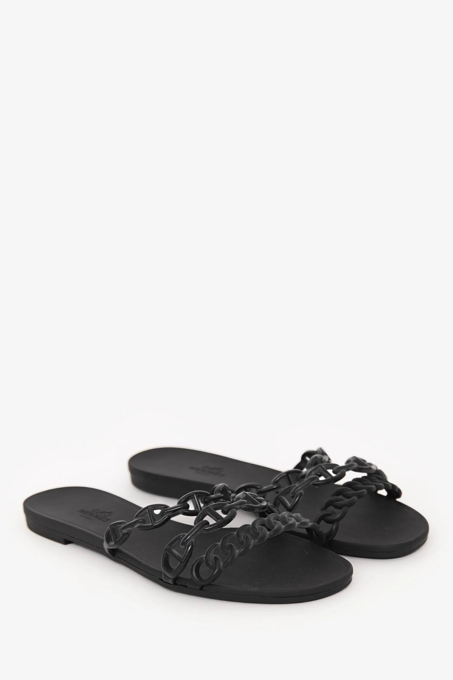 Hermès Black Rubber Chaine d'Ancre Sandals Size 37 - Image 2