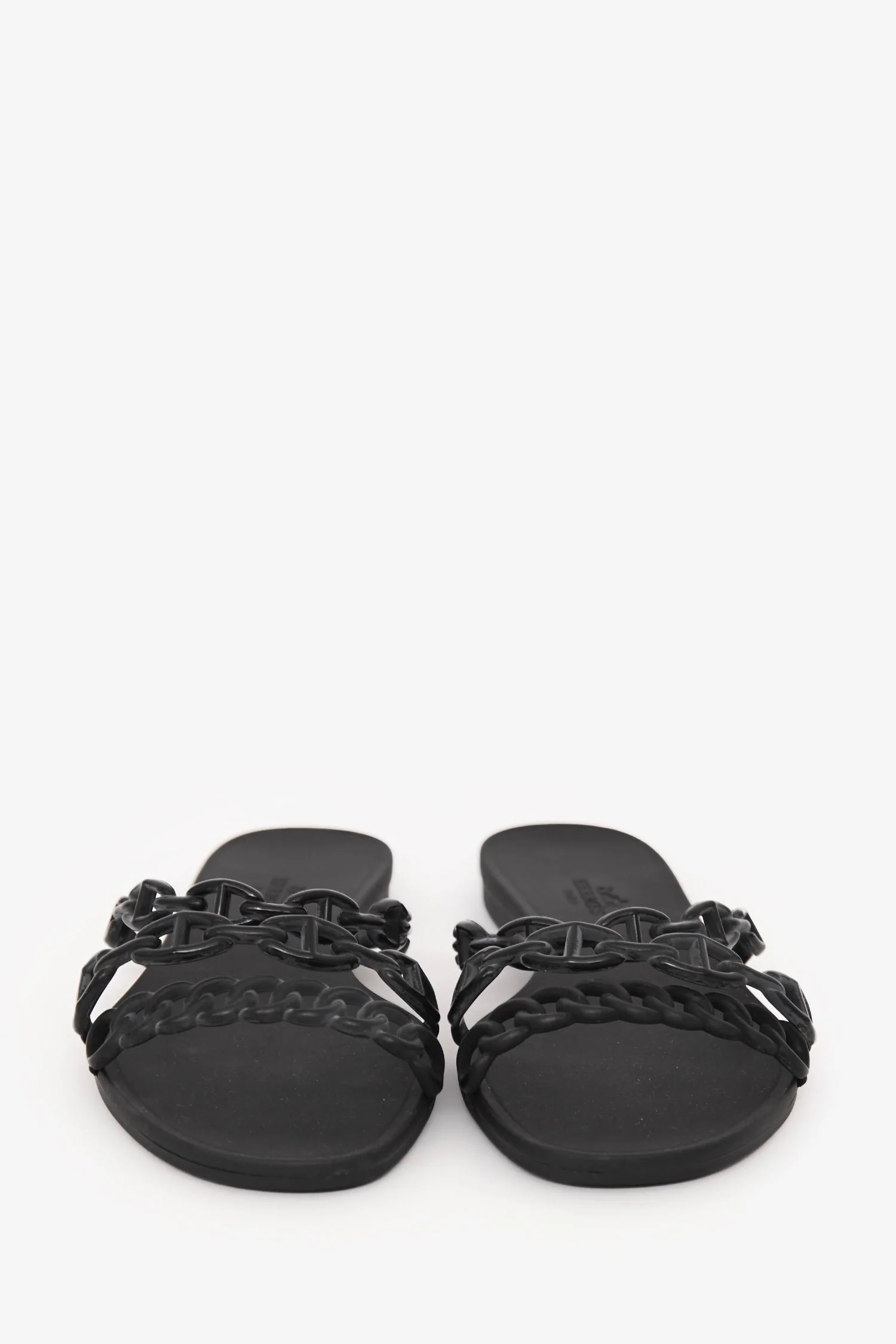 Hermès Black Rubber Chaine d'Ancre Sandals Size 37 - Image 3