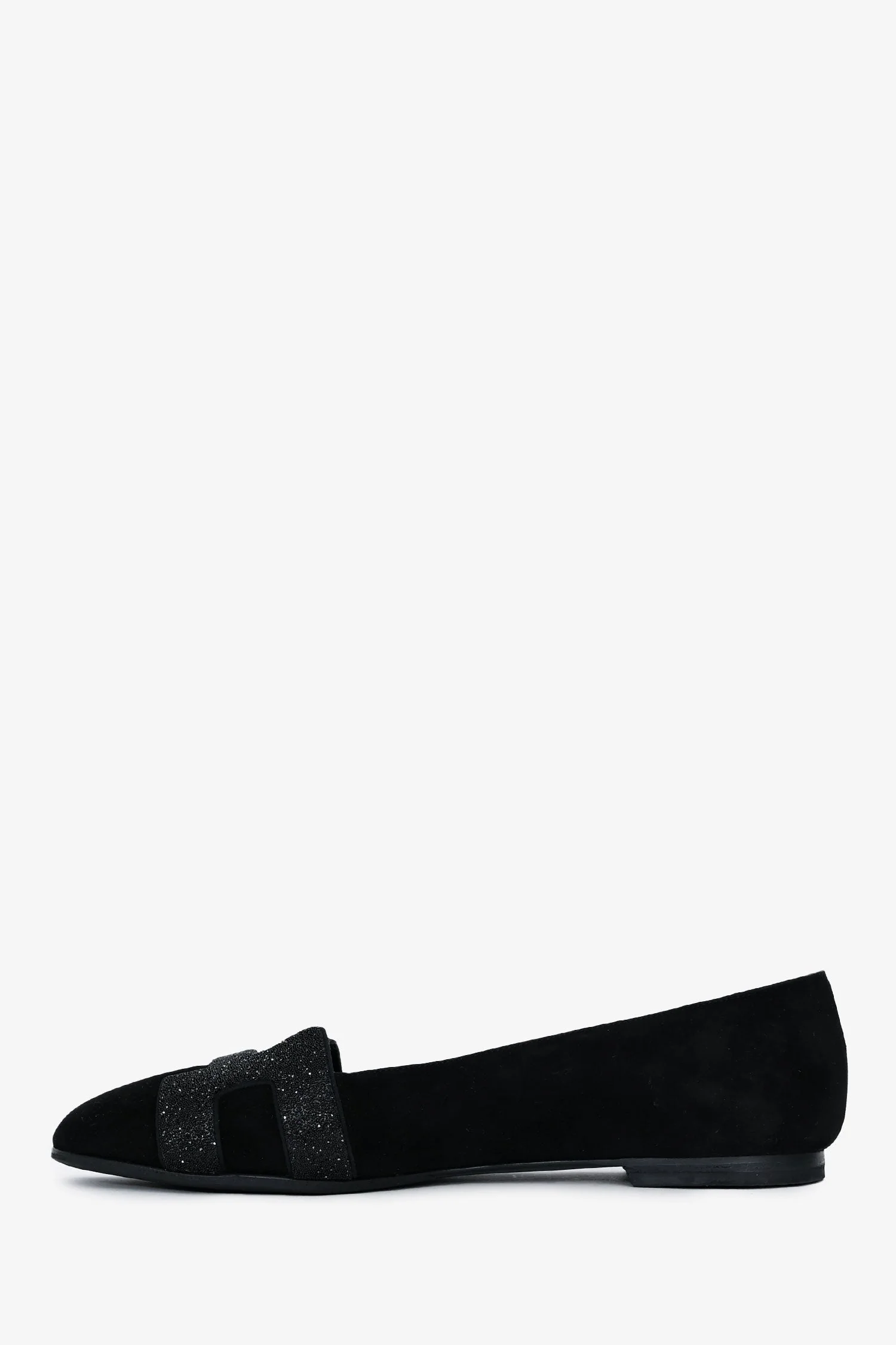 Hermes Black Suede Leather Crystal Embellished H Logo Nice Flats Size 40 - Image 5