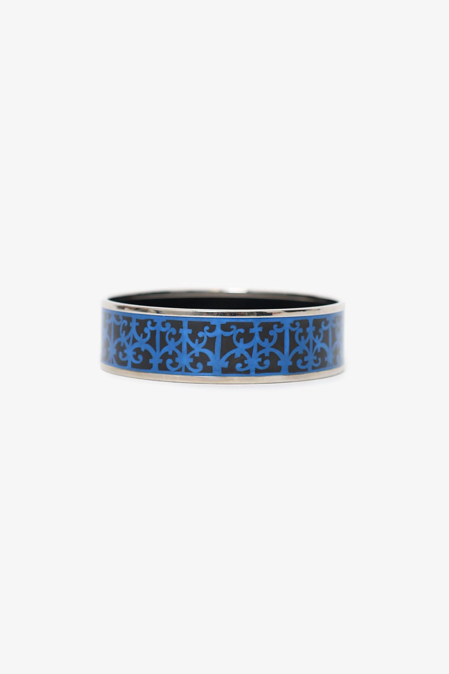 Hermes Blue/Black Enamel Printed Wide Balcons du Guadalquivir Bracelet - Image 2