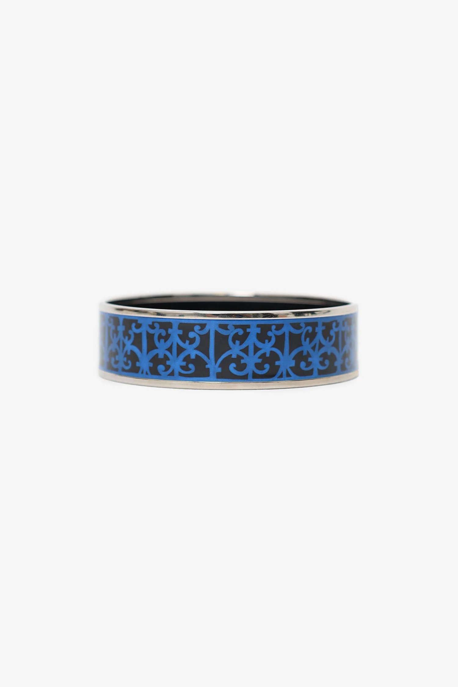 Hermes Blue/Black Enamel Printed Wide Balcons du Guadalquivir Bracelet - Image 3