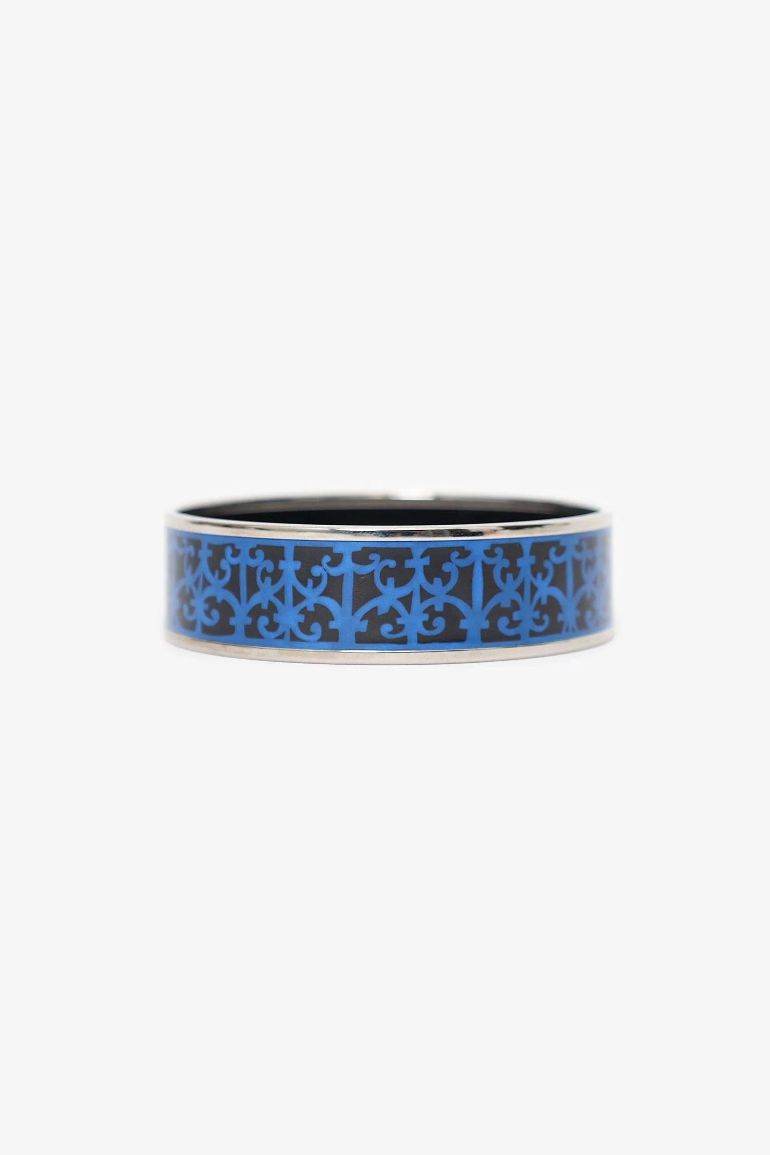 Hermes Blue/Black Enamel Printed Wide Balcons du Guadalquivir Bracelet - Image 4