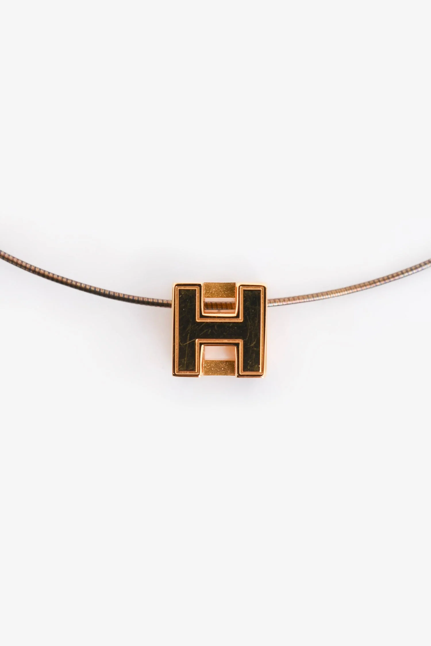 Hermès Blue/Gold Cage d'H Pendant Necklace - Image 2