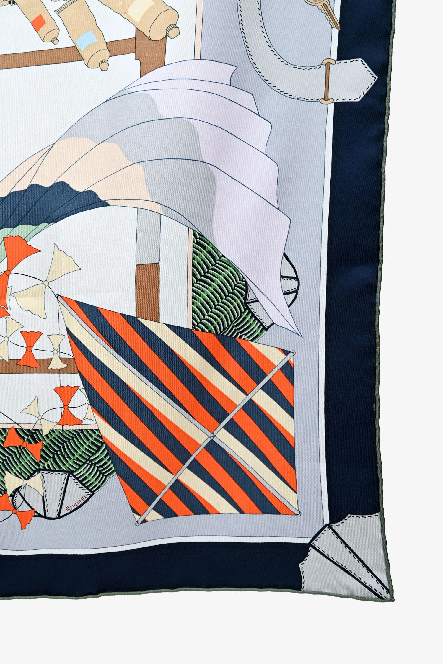 Hermès Blue Multicolour Silk 'Bagages à main' Scarf 90 - Image 2