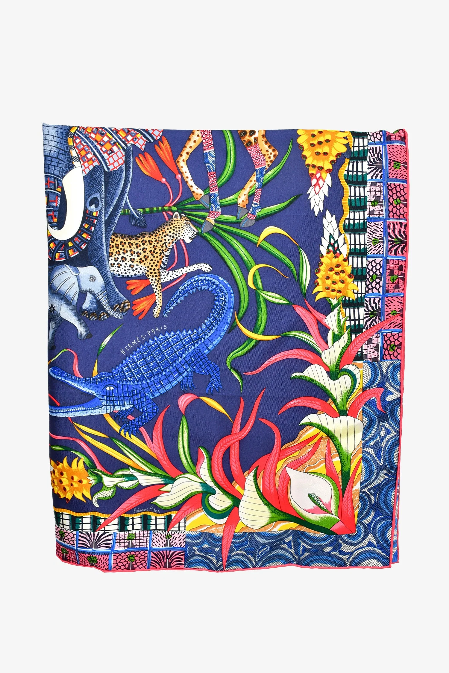 Hermès Blue/Multicolour Silk 'La Marche Du Zambeze' Scarf 90 - Image 2