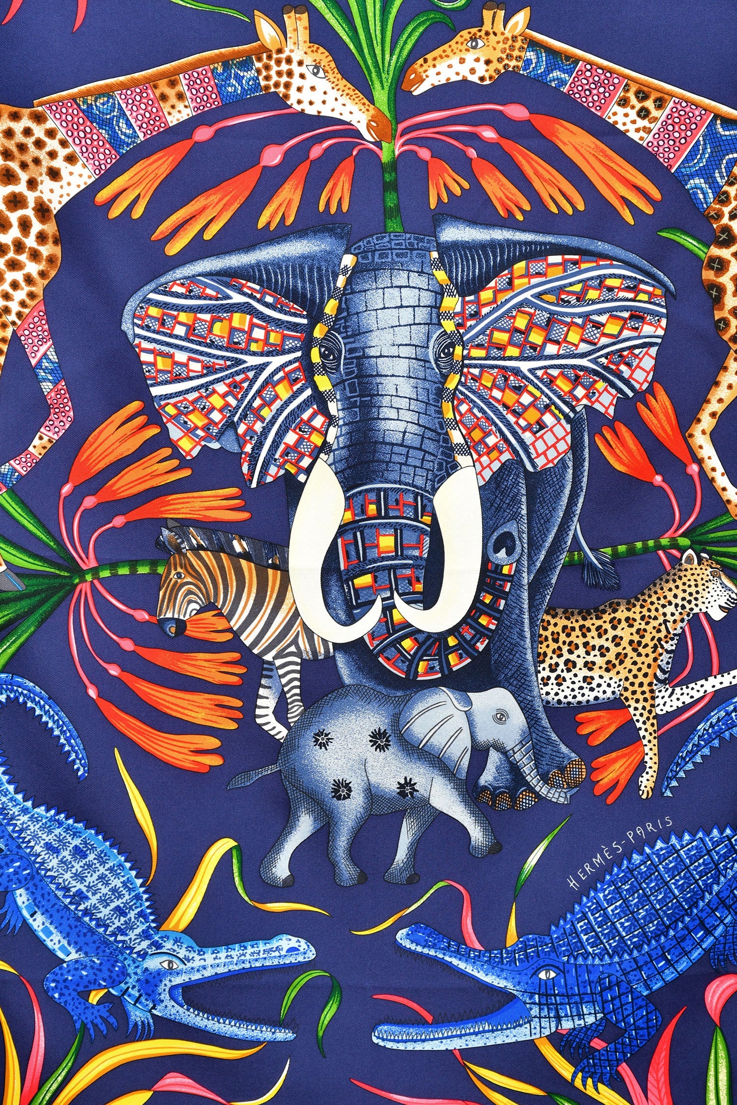 Hermès Blue/Multicolour Silk 'La Marche Du Zambeze' Scarf 90 - Image 3