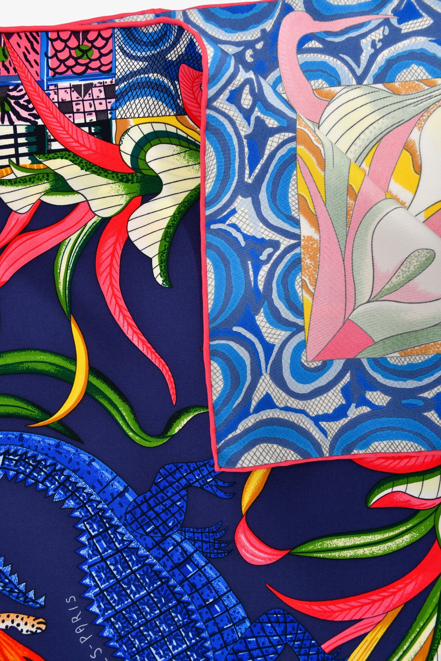 Hermès Blue/Multicolour Silk 'La Marche Du Zambeze' Scarf 90 - Image 4
