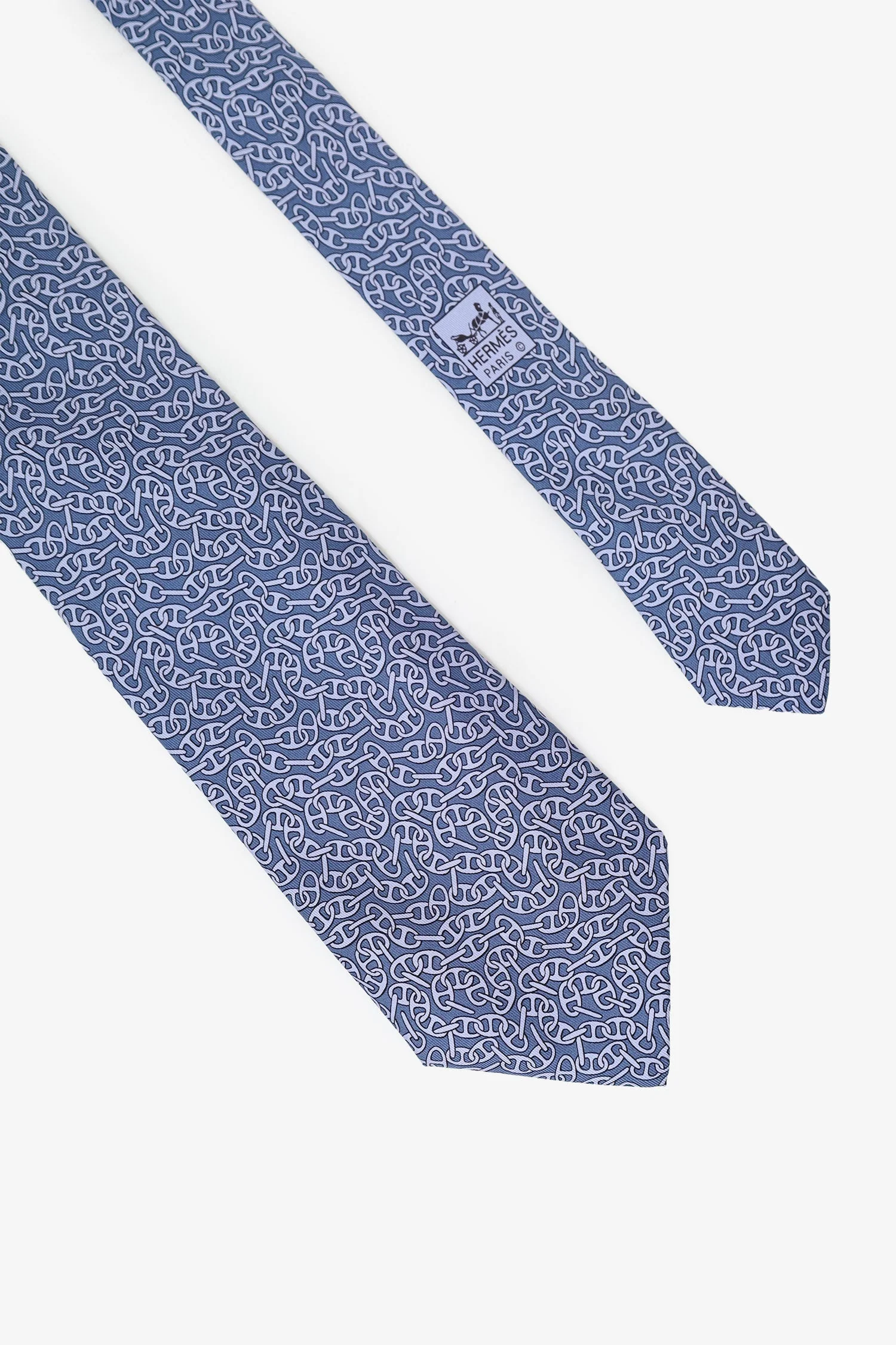 Hermès Blue Silk Chaine D'ancre Patterned Tie - Image 2