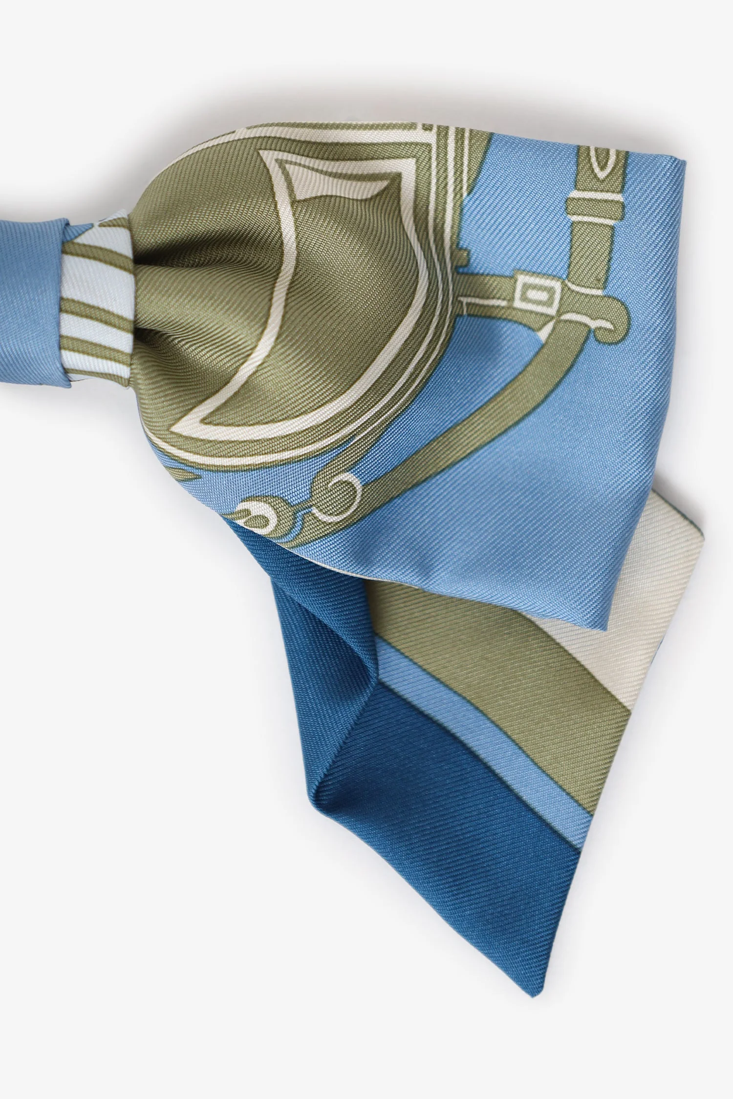Hermès Blue Silk Cyclades Ex-Libris Grenelle Hair Clip - Image 3