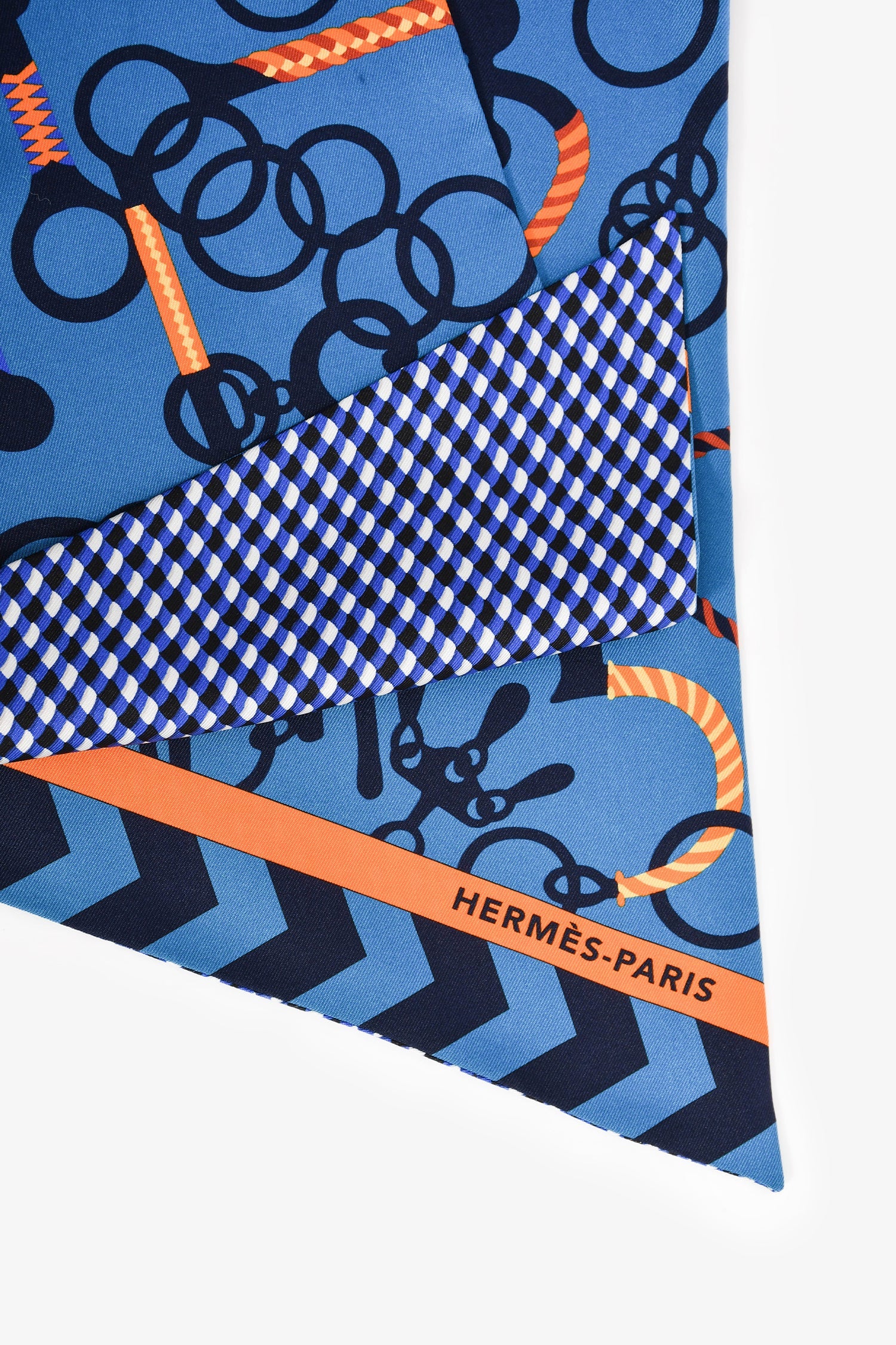 Hermès Blue Silk Maxi Twilly - Image 4