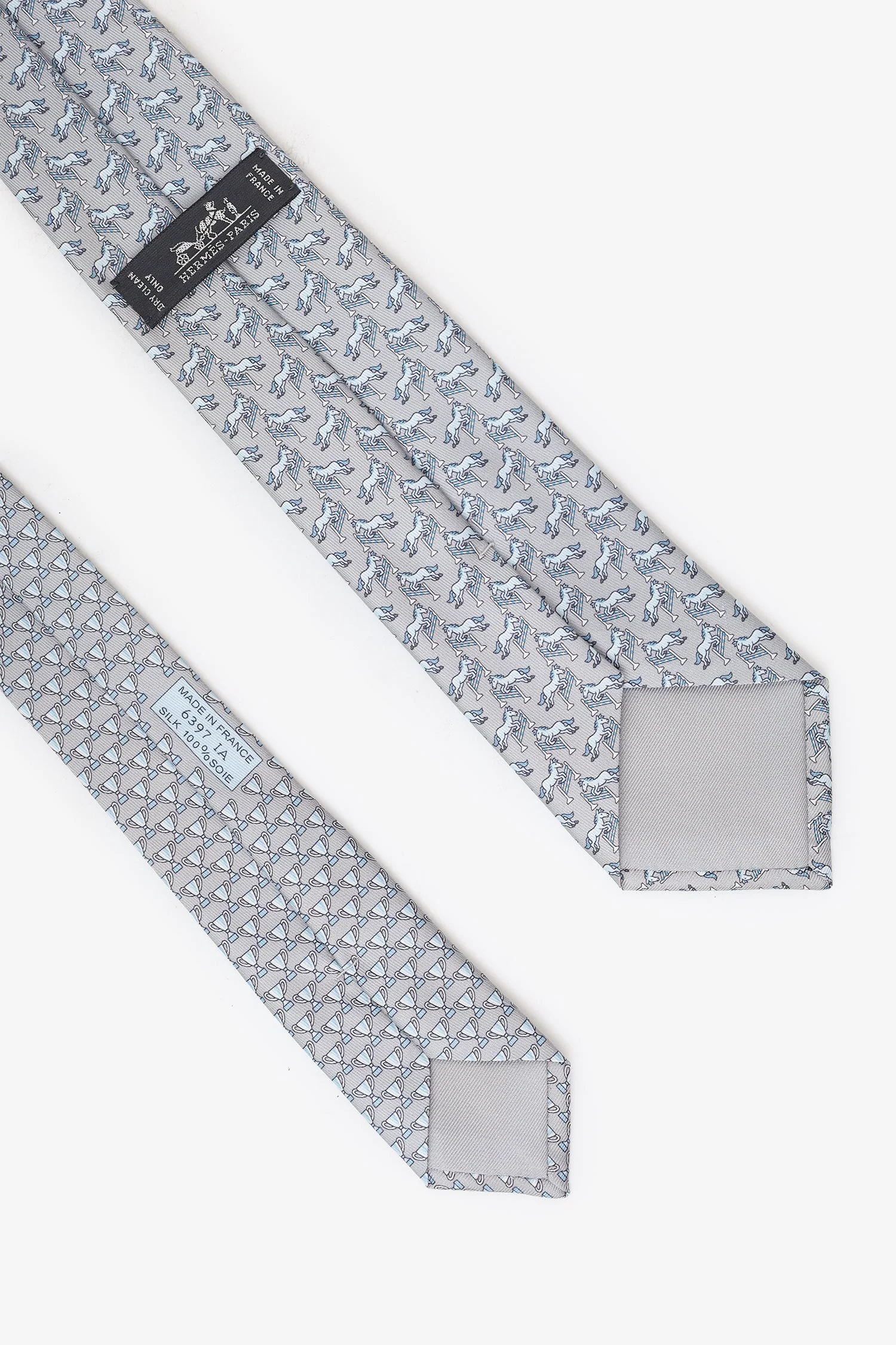 Hermes Blue Silk 'Saddle Demonstration' Tie - Image 3