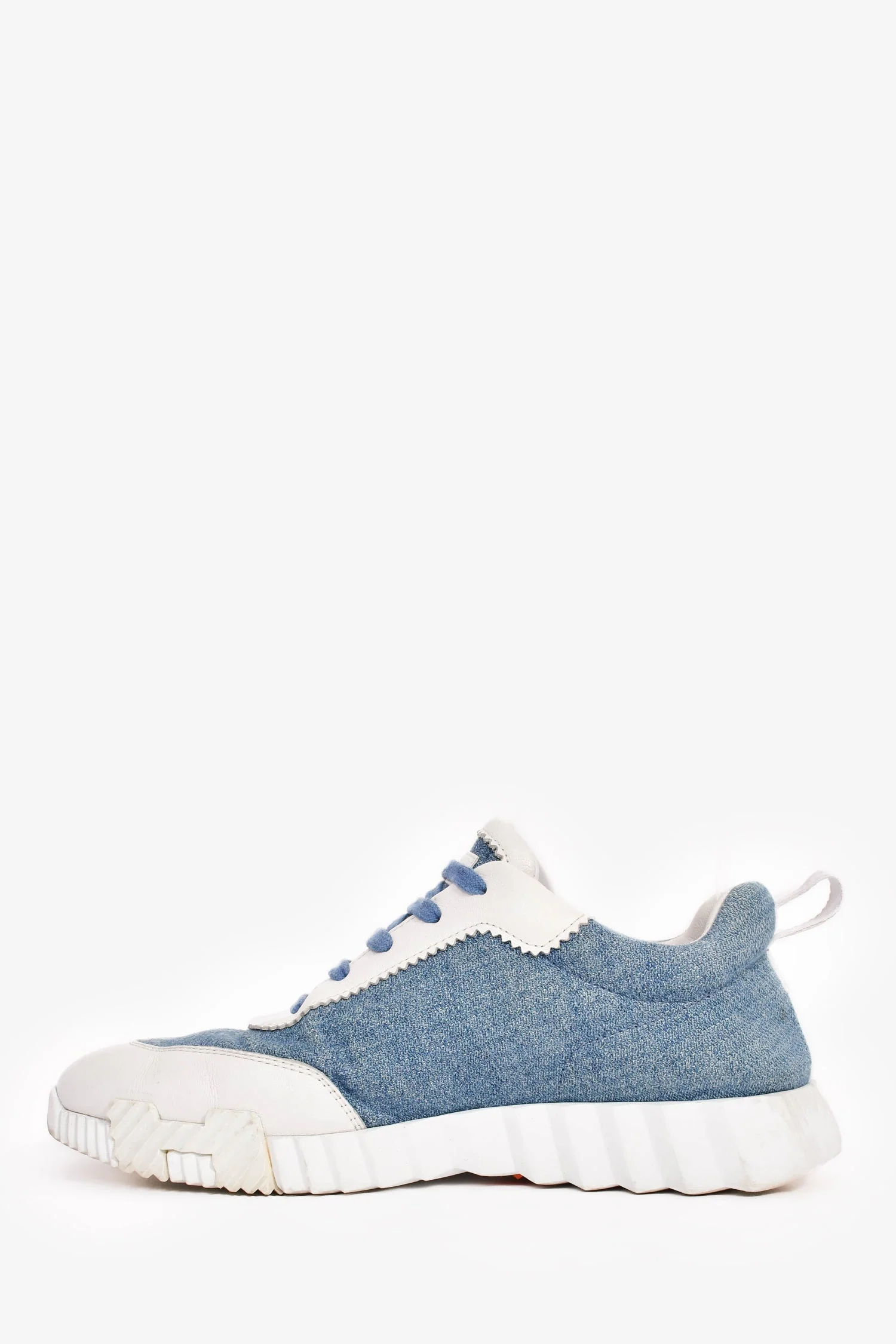 Hermes Blue/White Denim/Leather H 'Bouncing' Sneakers Size 40.5 - Image 4